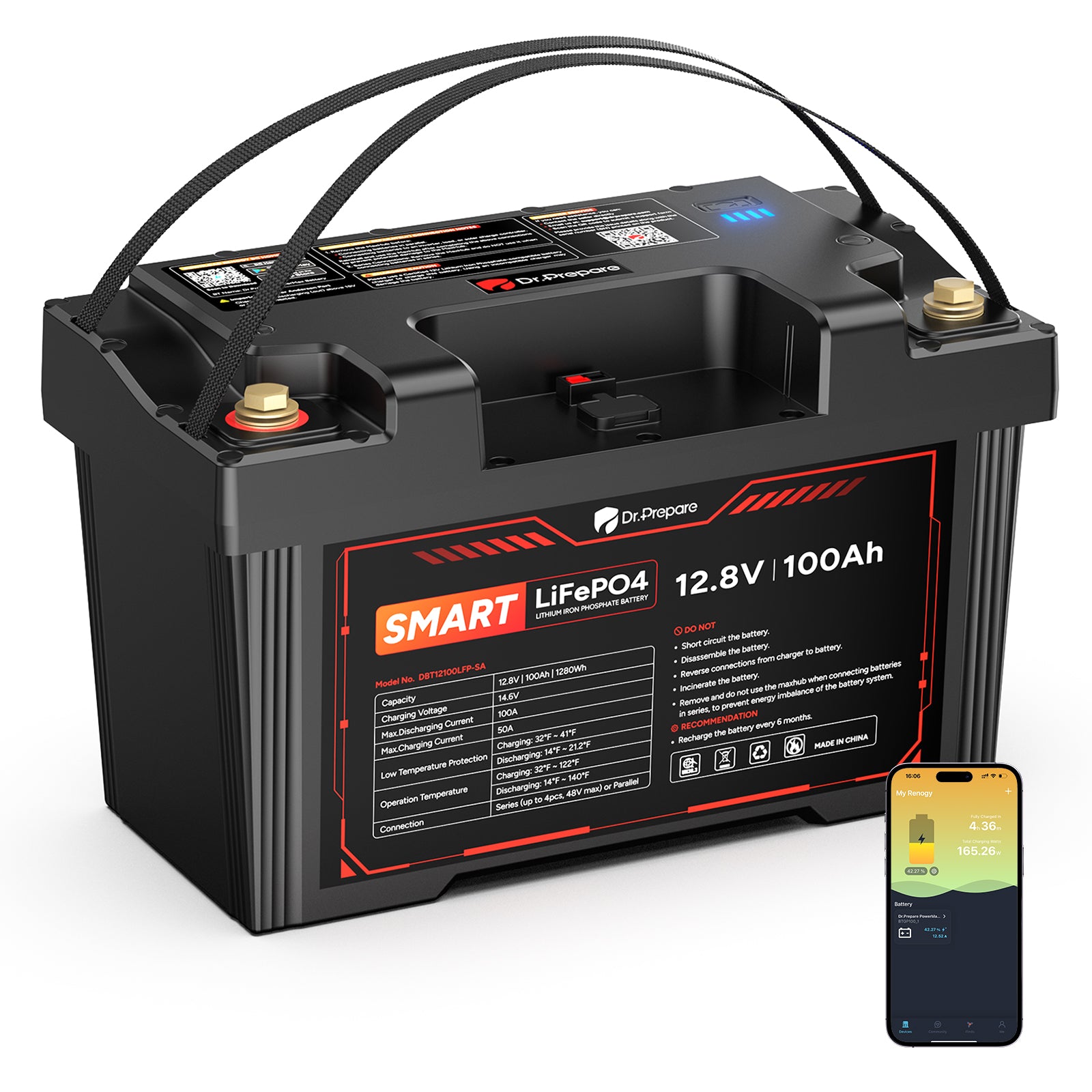 2-in-1 Smart PowerMax 1280Wh DC Portable Power Station & 12V 100Ah LiFePO4 Battery