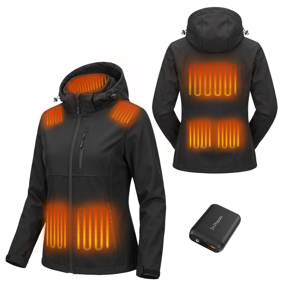 DR. PREPARE Women's Heated Waterproof Jackets with 16000mAh Power Bank