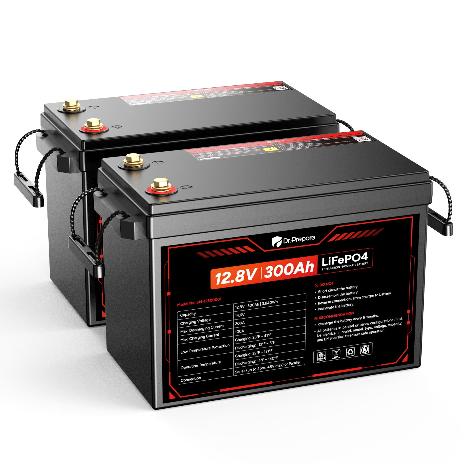 12V 300Ah LiFePO4 Lithium Battery - Compact Size (10 Year Warranty)