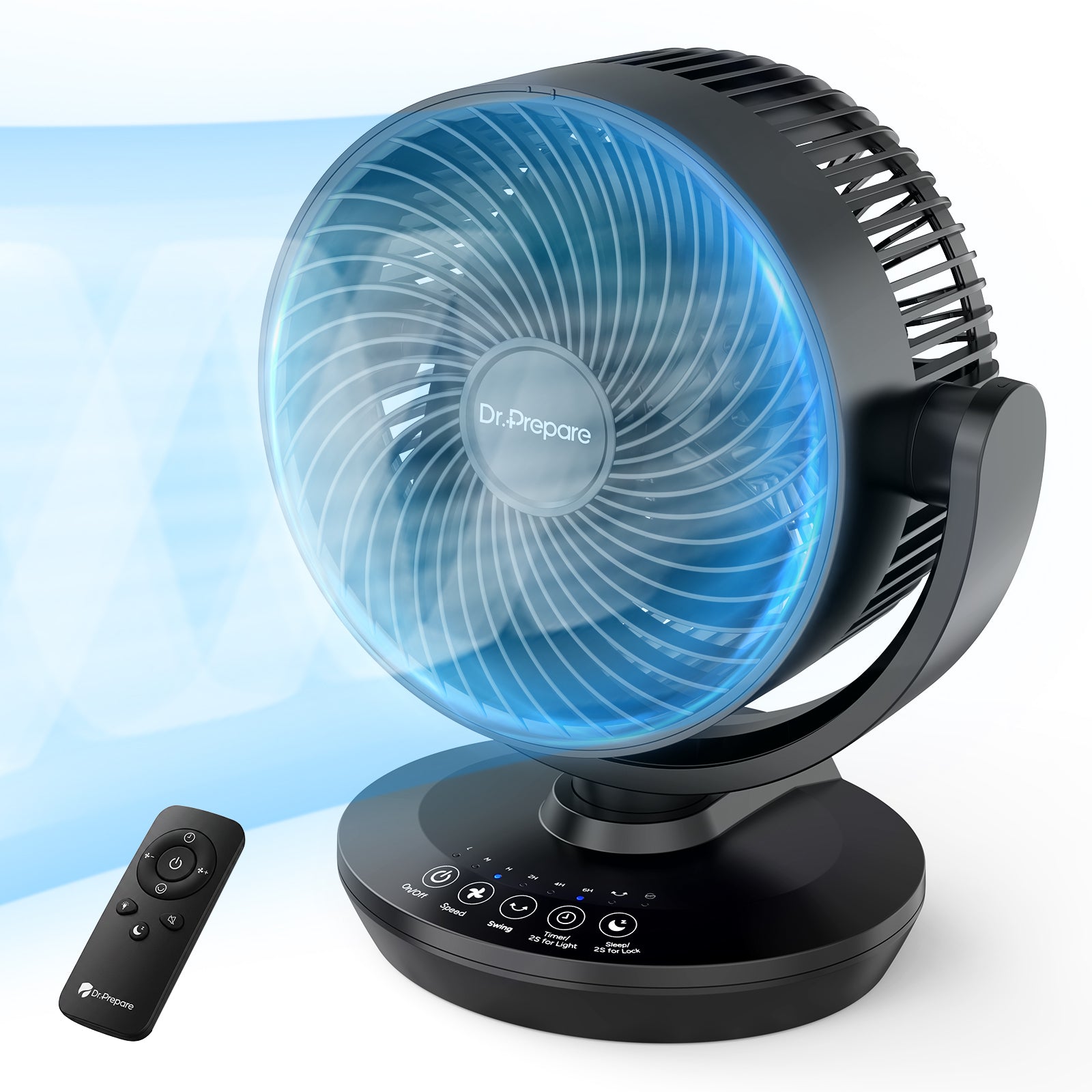 Dr.Prepare 11.8-inch Oscillating Air Circulator Fan with Remote