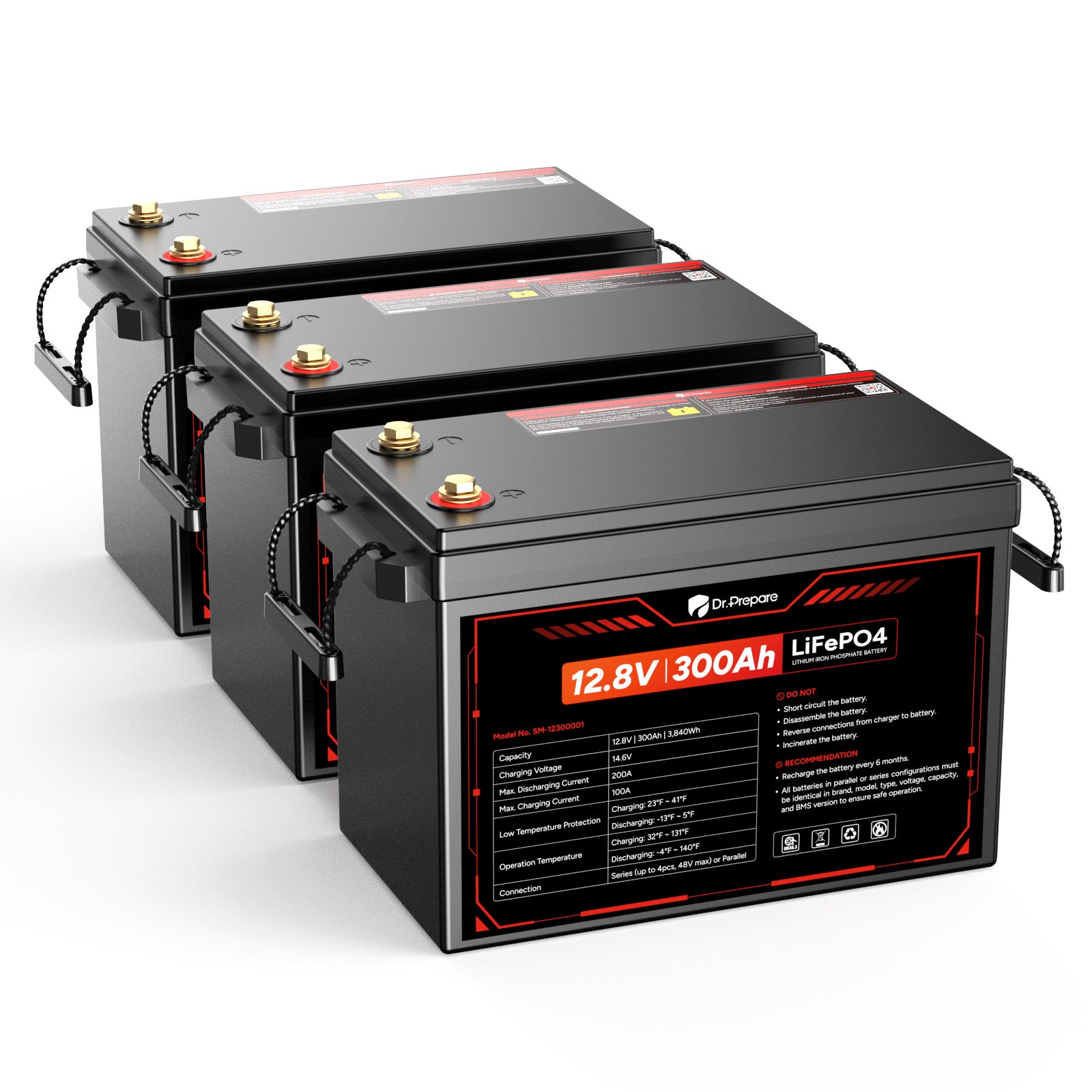 12V 300Ah LiFePO4 Lithium Battery - Compact Size (10 Year Warranty)
