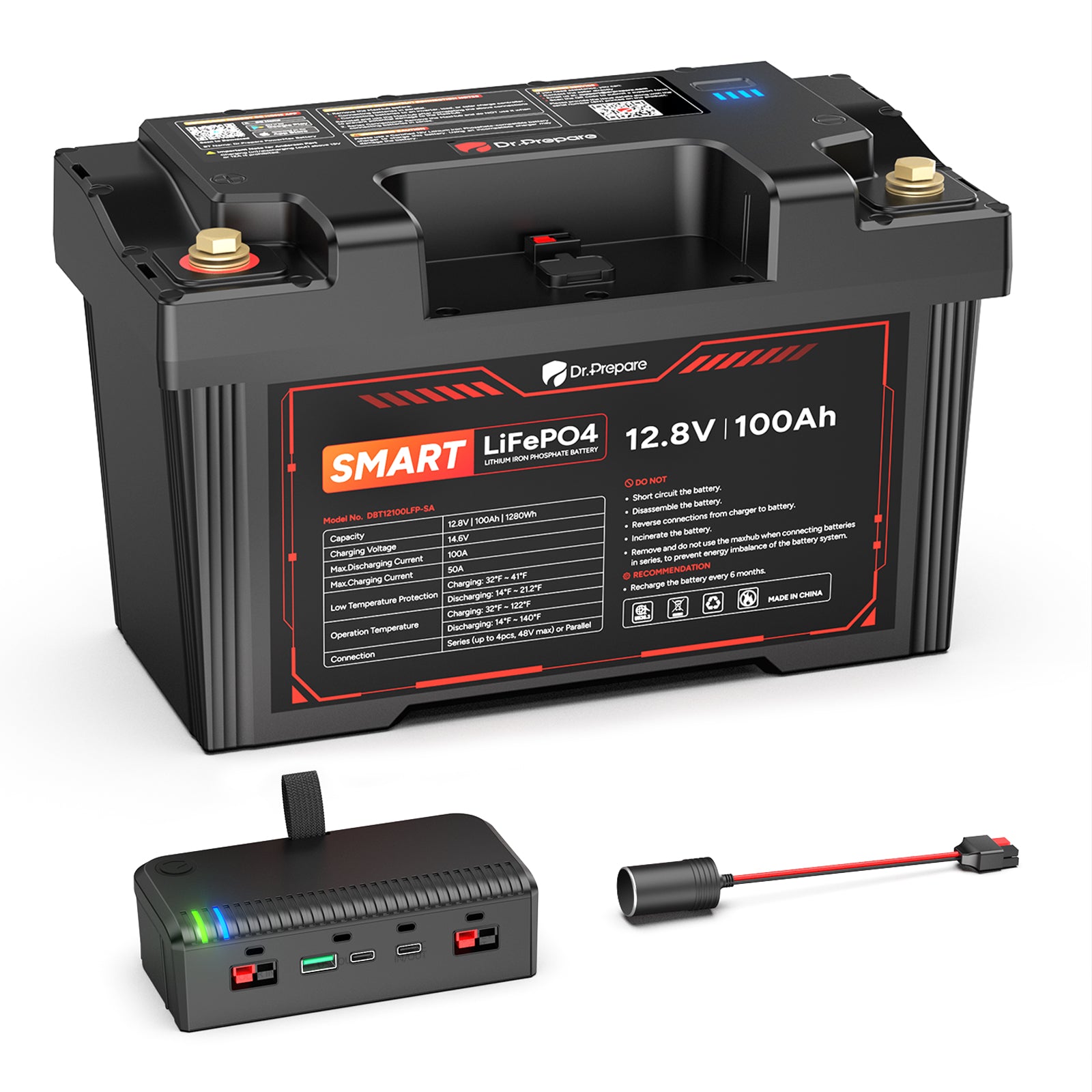 2-in-1 PowerMax 100Ah 12V LiFePO4 Battery & 1280Wh Portable Power Station (Upgraded)
