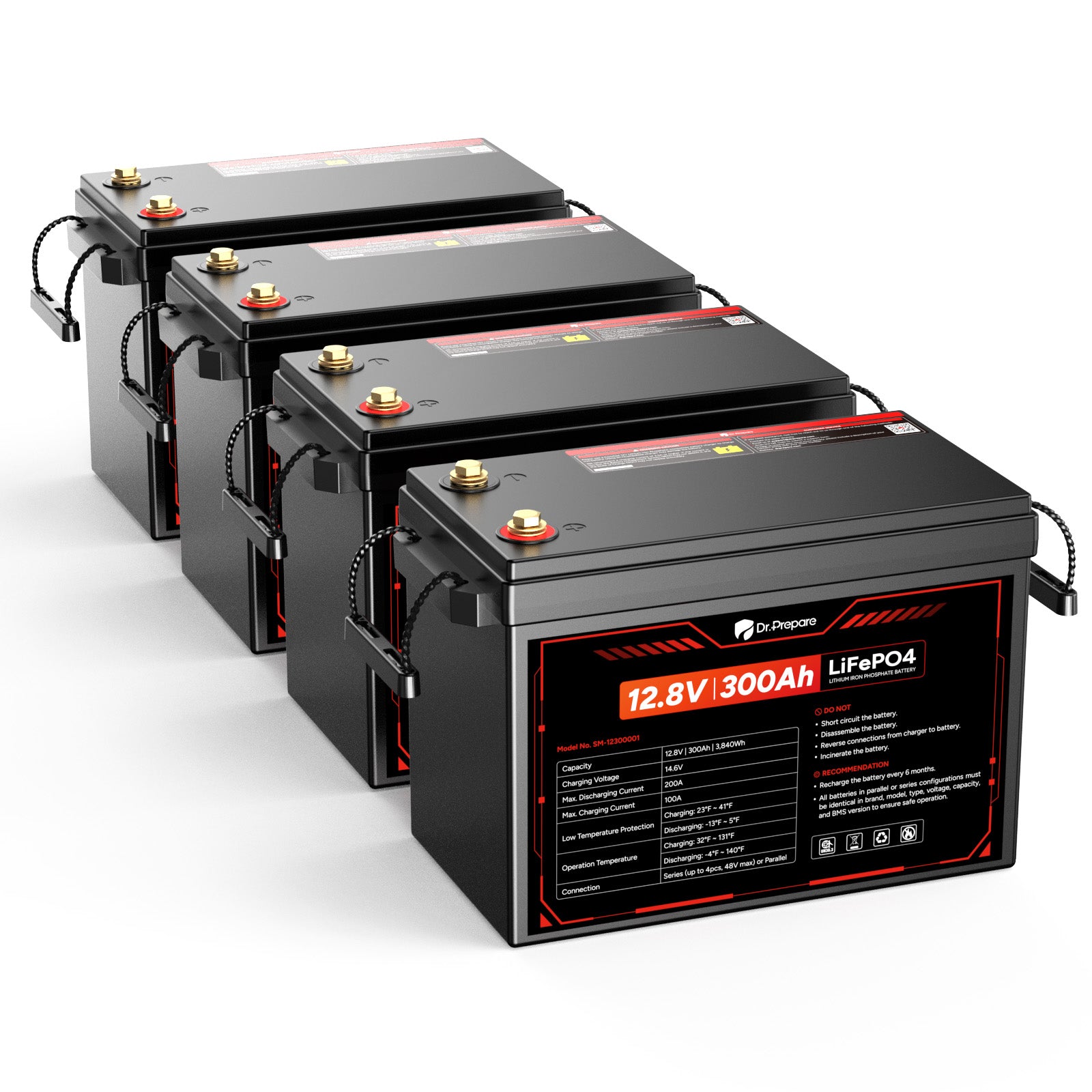 12V 300Ah LiFePO4 Lithium Battery - Compact Size (10 Year Warranty)