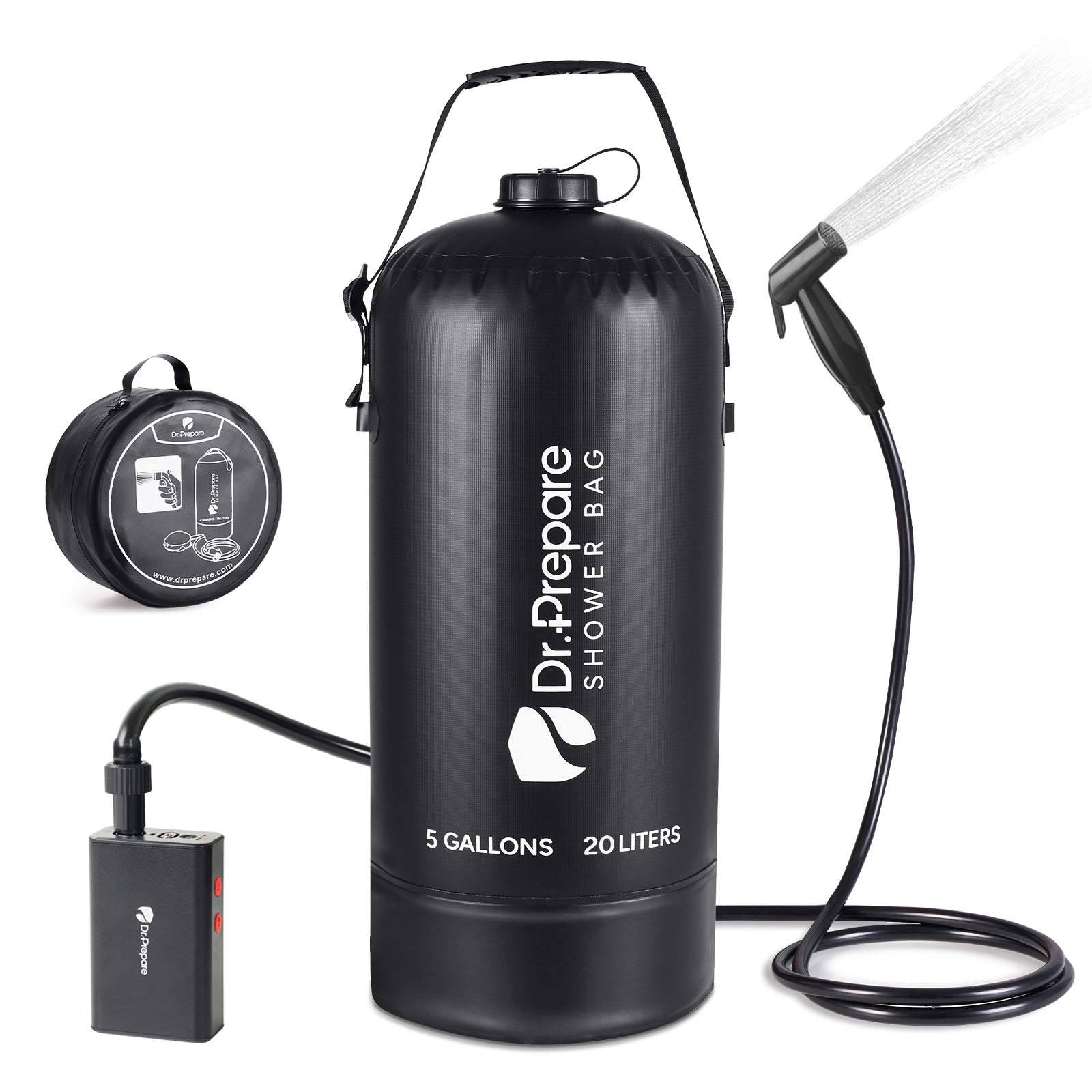 20L Camping Shower Bag with Rechargeable Electric Pump (5 Gallons)