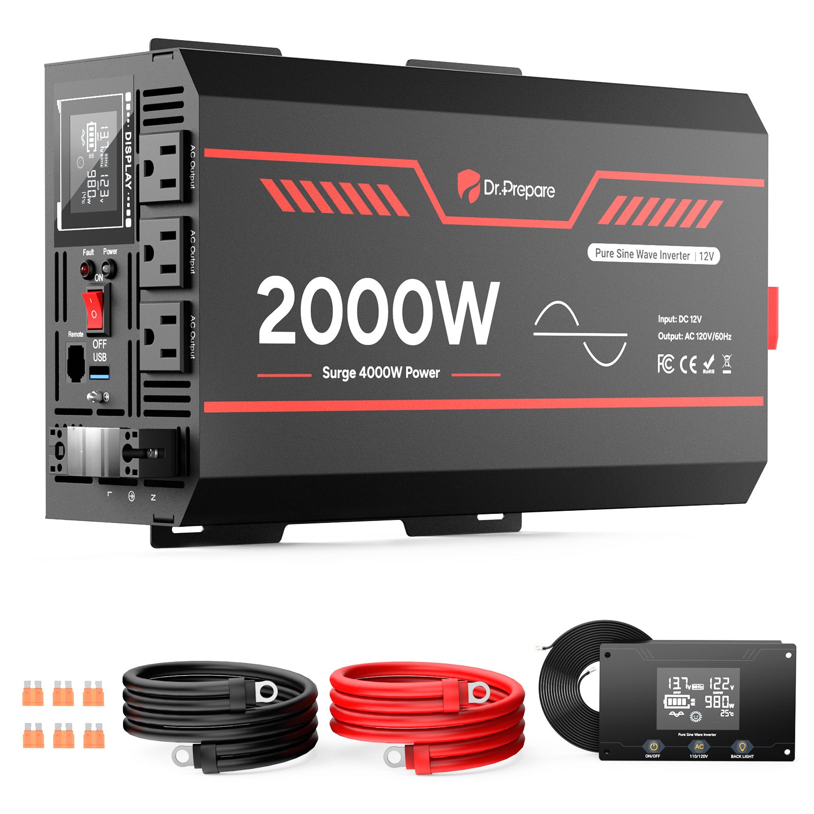 (Back Order 2026/1/10) 2000W 12V Pure Sine Wave Inverter 2025 New Launch