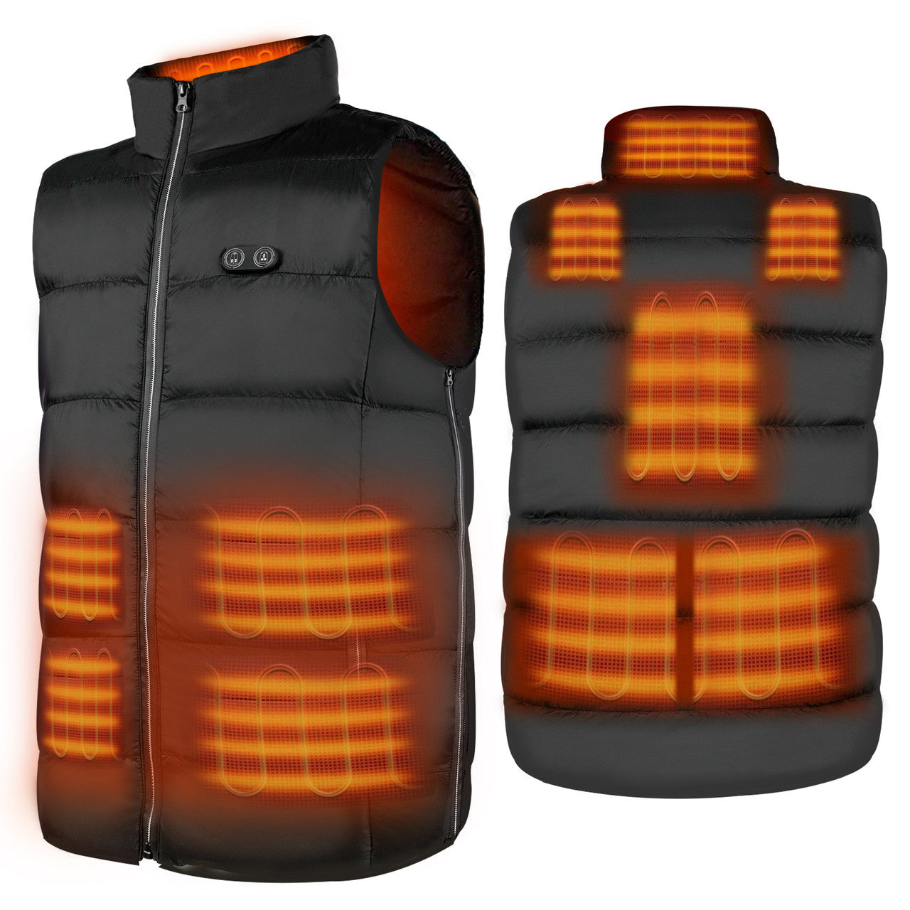 Heated vest's front and back heating effect