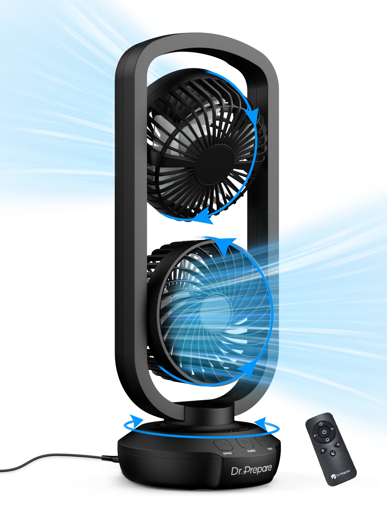 Dr.Prepare 15 inch Portable USB Desk Fan with Remote Control