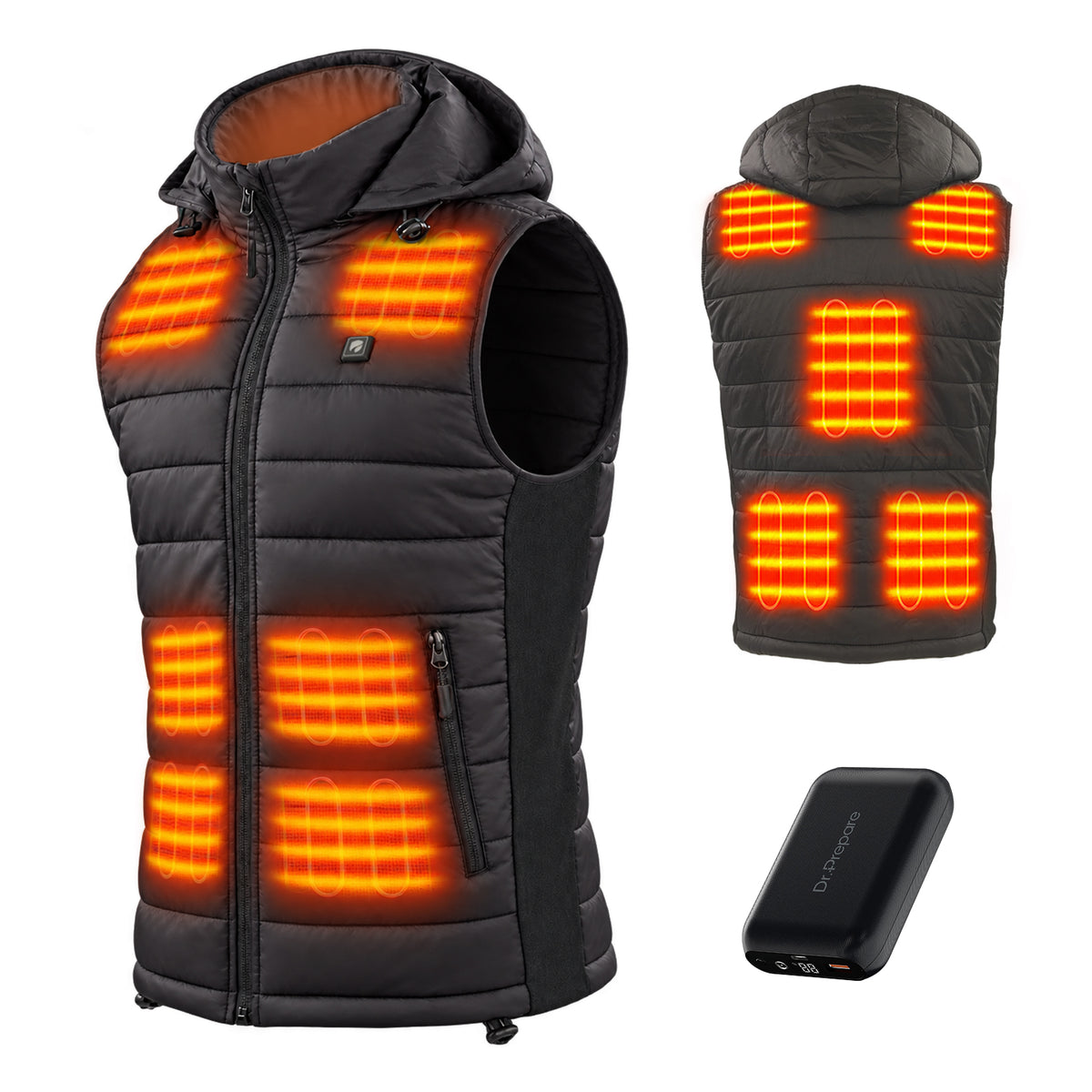 DR.PREPARE Electric Hooded Heated Vest with 16000mAh Battery Pack