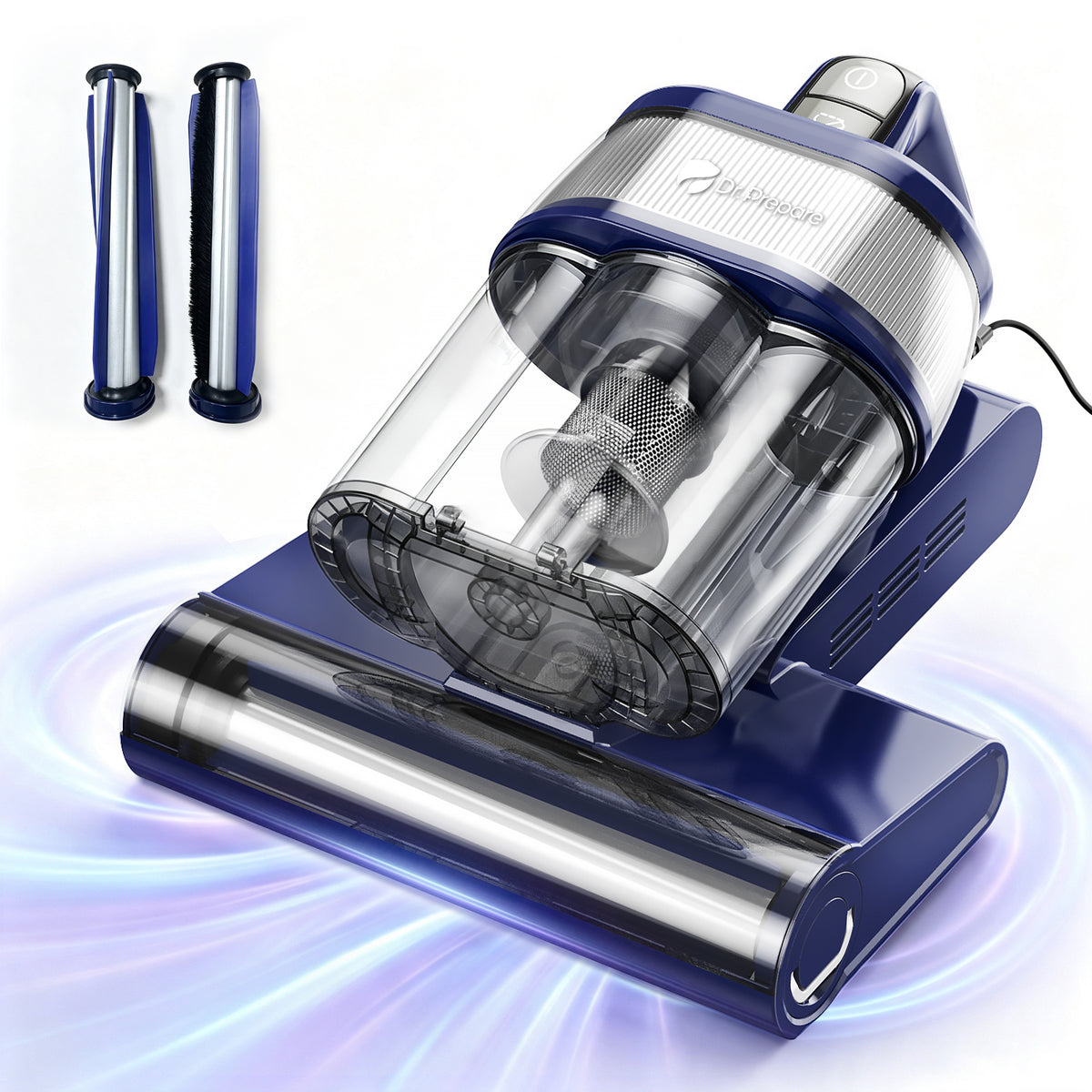 Dr.Prepare Mattress Vacuum Cleaner, 18kPa Powerful Suction, 42000RPM, Smart Dust Detection, 2 Cleaning Modes, 650W Motor, 40,000Hz Vibration, 0.8L Dust Cup, UV-C Light for Mattresses, Beds, Cribs & Sofas