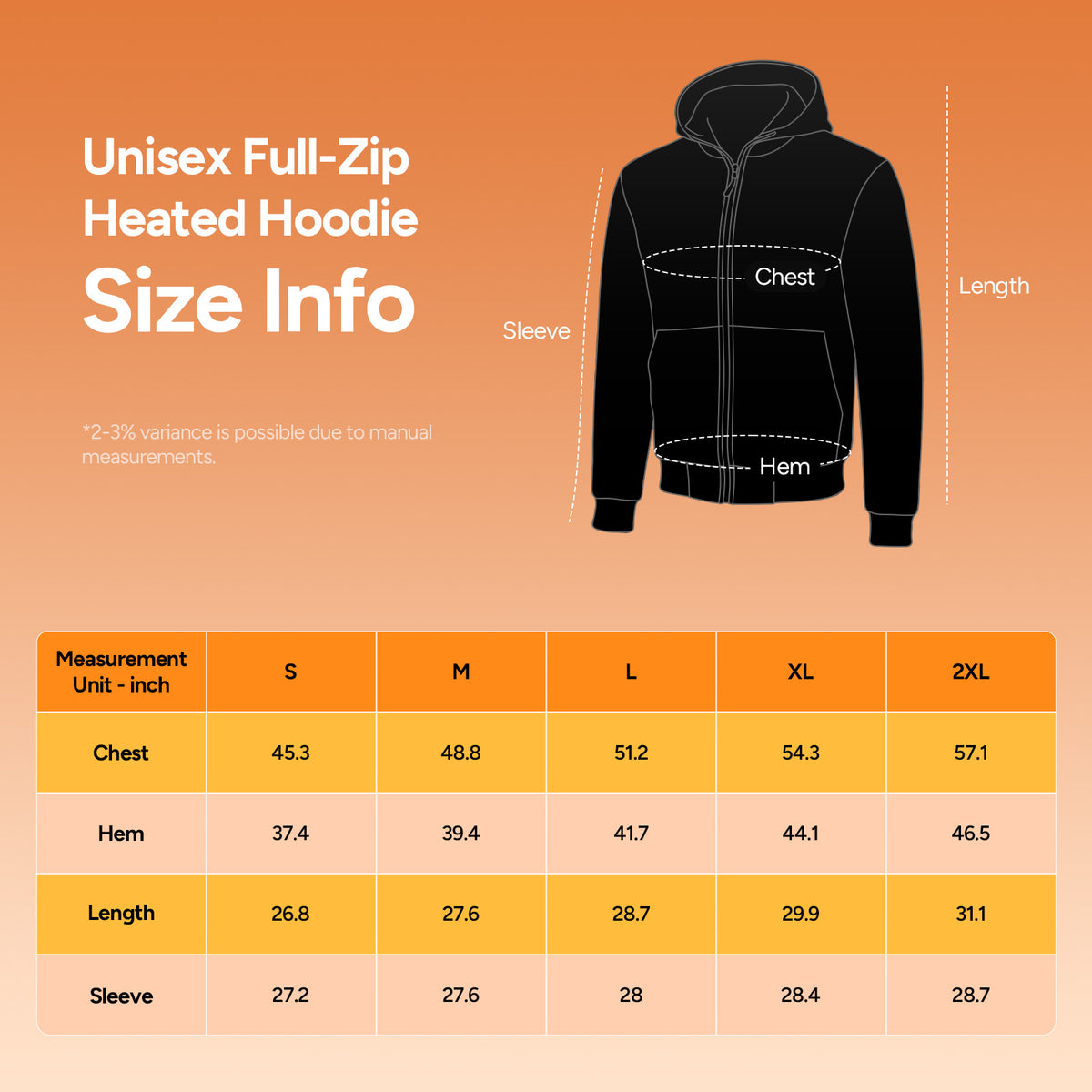 DR.PREPARE Unisex Full-Zip Heated Hoodie with 16000mAh Battery Pack