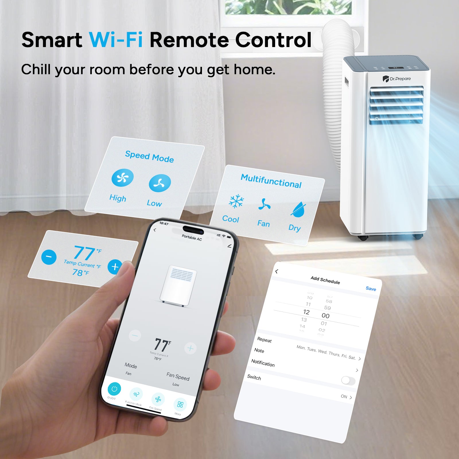 Dr.Prepare 10000 BTU Smart WiFi Portable Air Conditioner