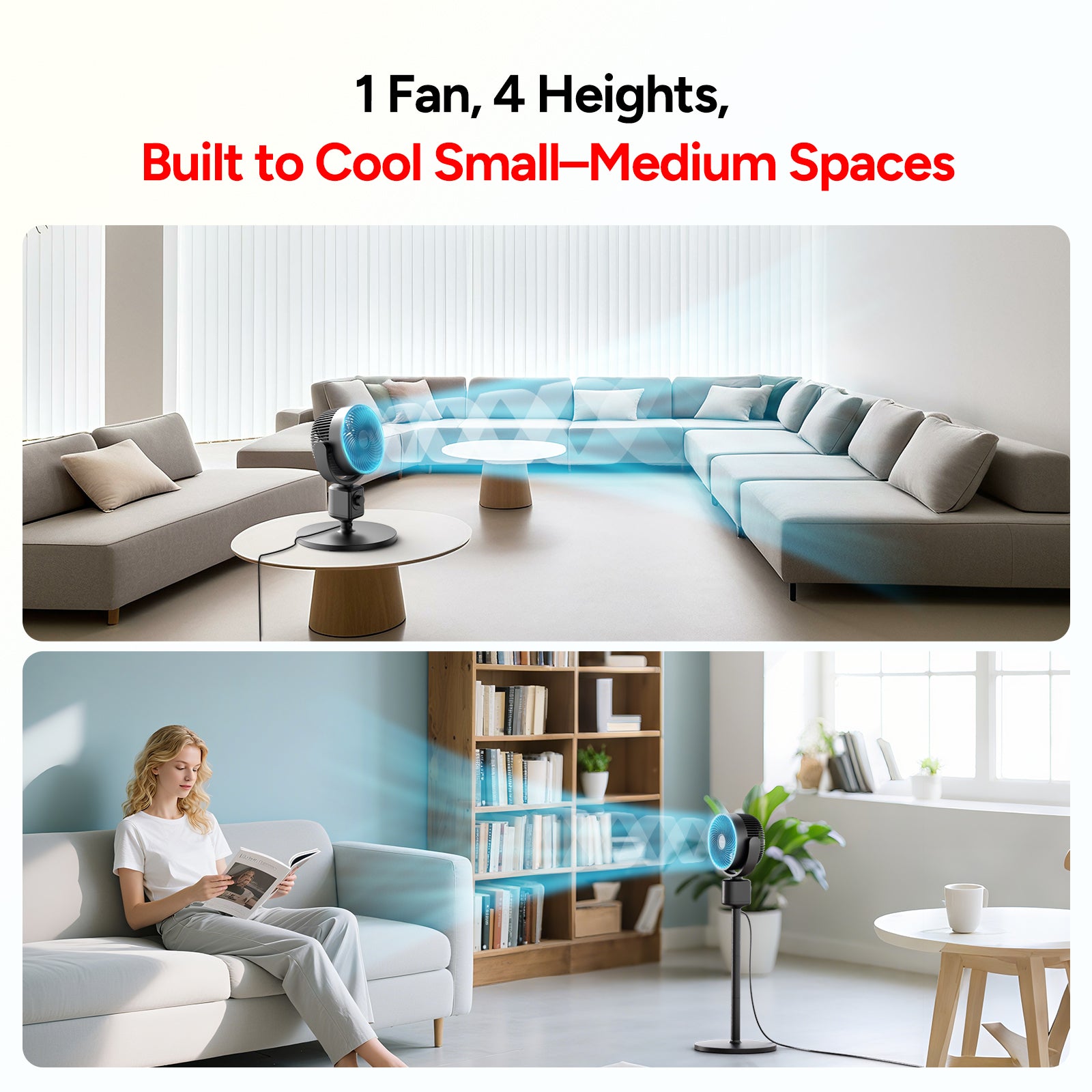 Dr.Prepare Fan for Bedroom, Desk Fan & Standing Fan Combo