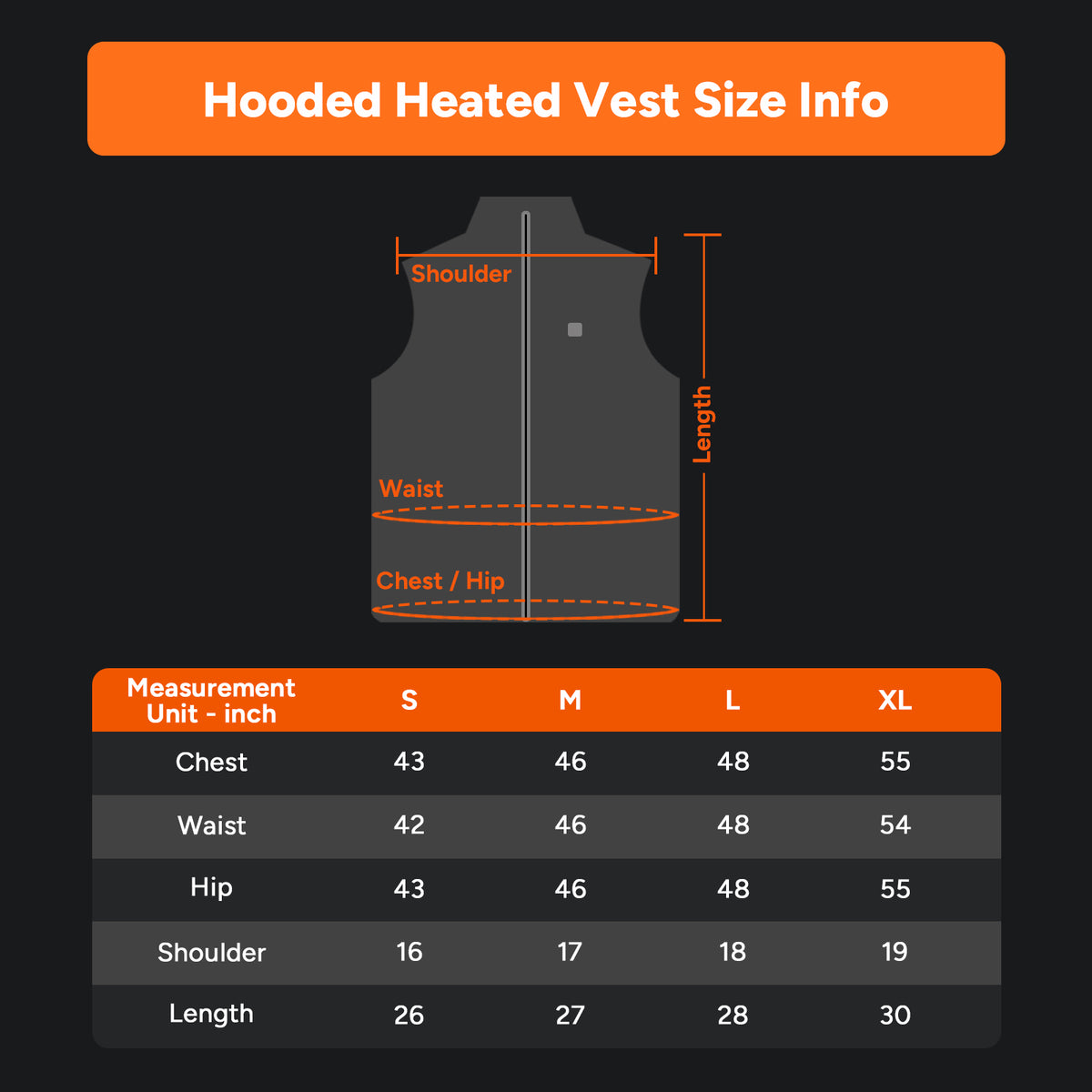 DR.PREPARE Electric Hooded Heated Vest with 16000mAh Battery Pack