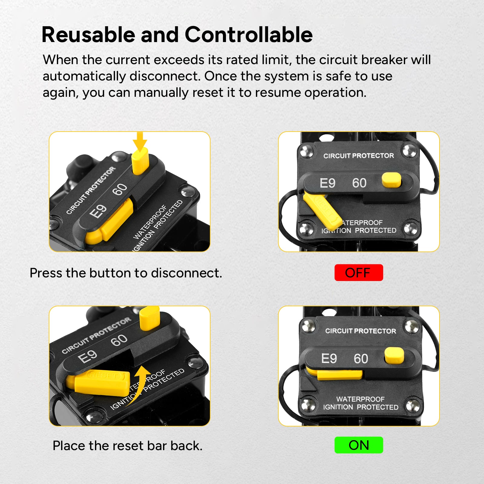 60 Amp Circuit Breaker with Manual Reset Switch
