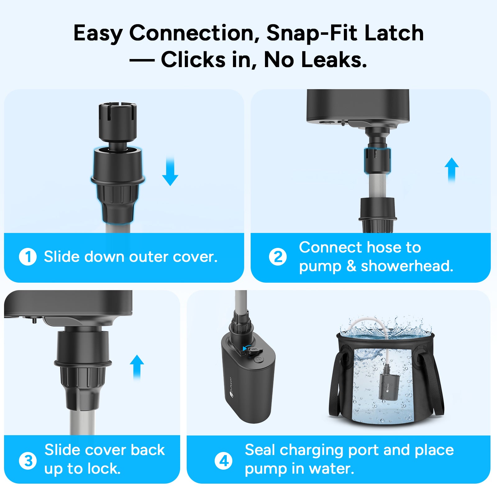 (Back Order 25/9)8000mAh Portable Shower Pump