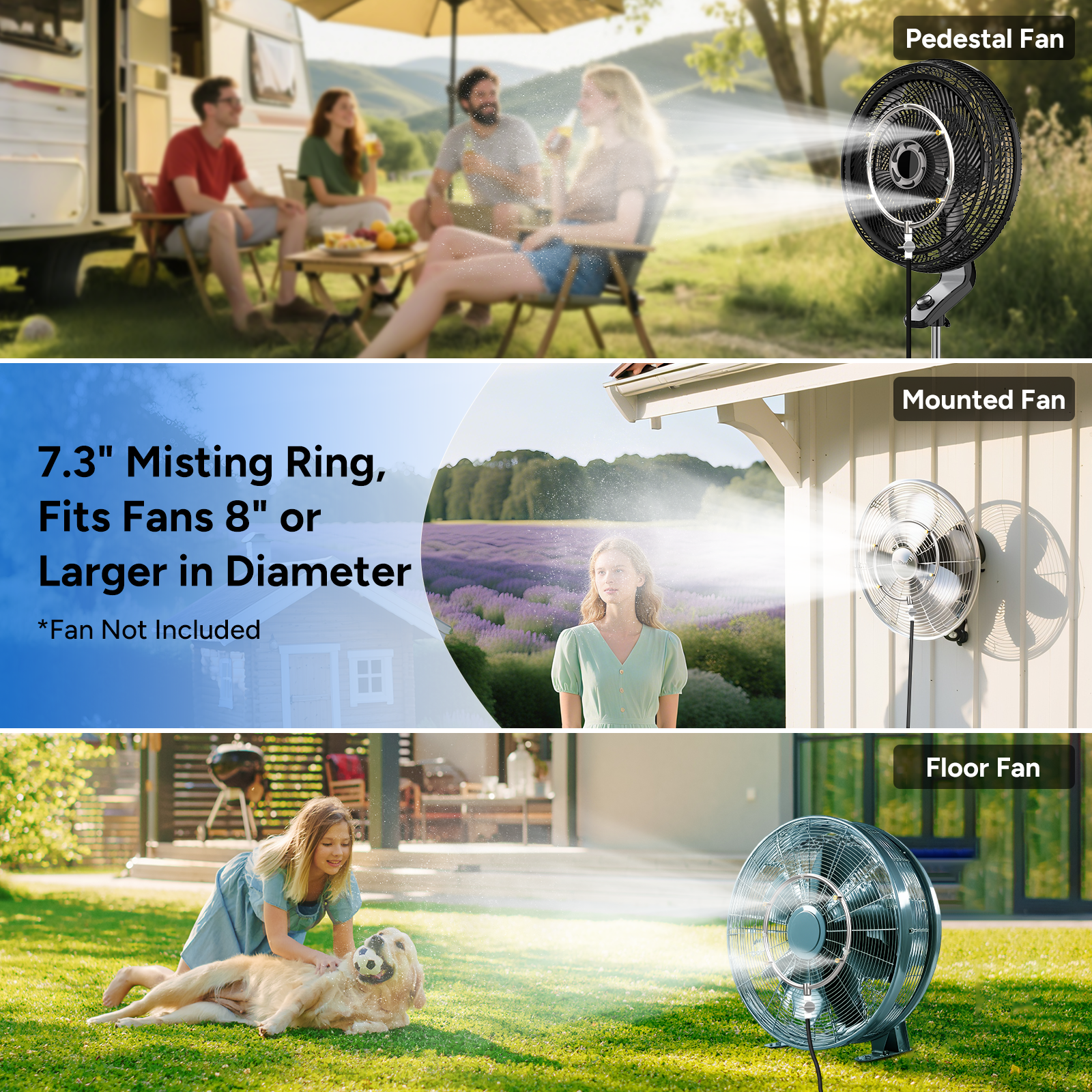 Outdoor Portable Misting Fan Kit