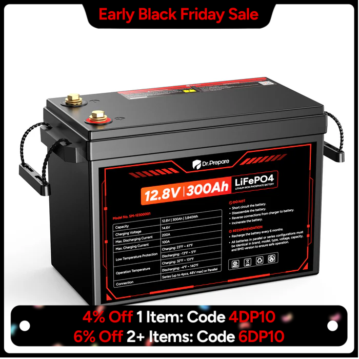 12V 300Ah LiFePO4 Lithium Battery  - Compact Size (10 Year Warranty)