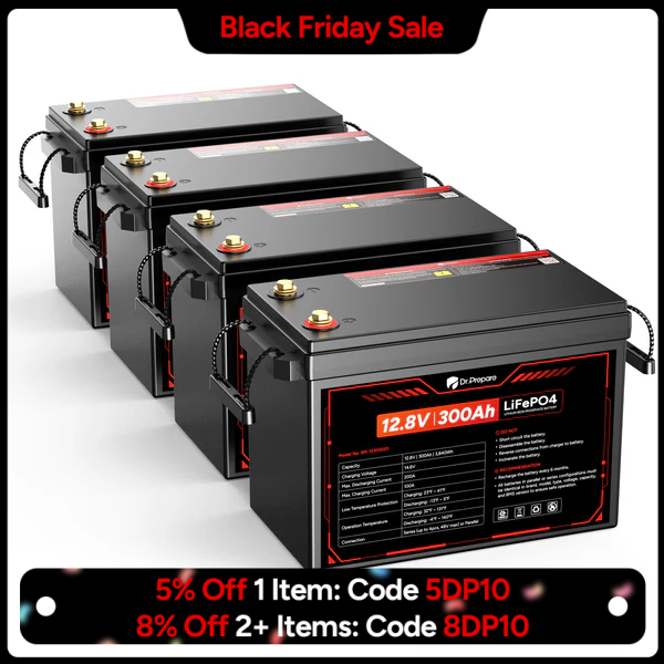 12V 300Ah LiFePO4 Lithium Battery - Compact Size (10 Year Warranty)