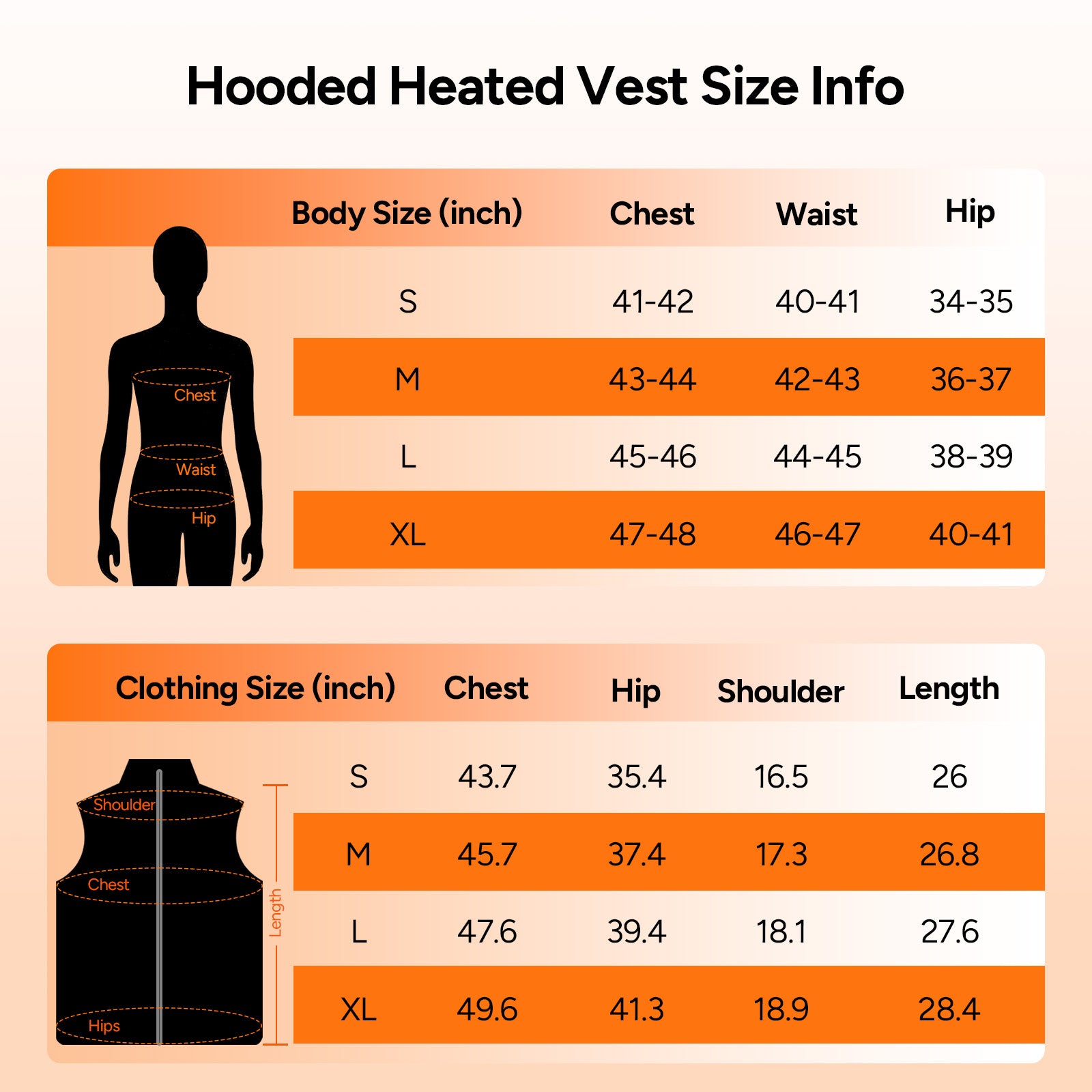 Electric Unisex Hooded Heated Vest with 7.4V 16000mAh Battery Pack