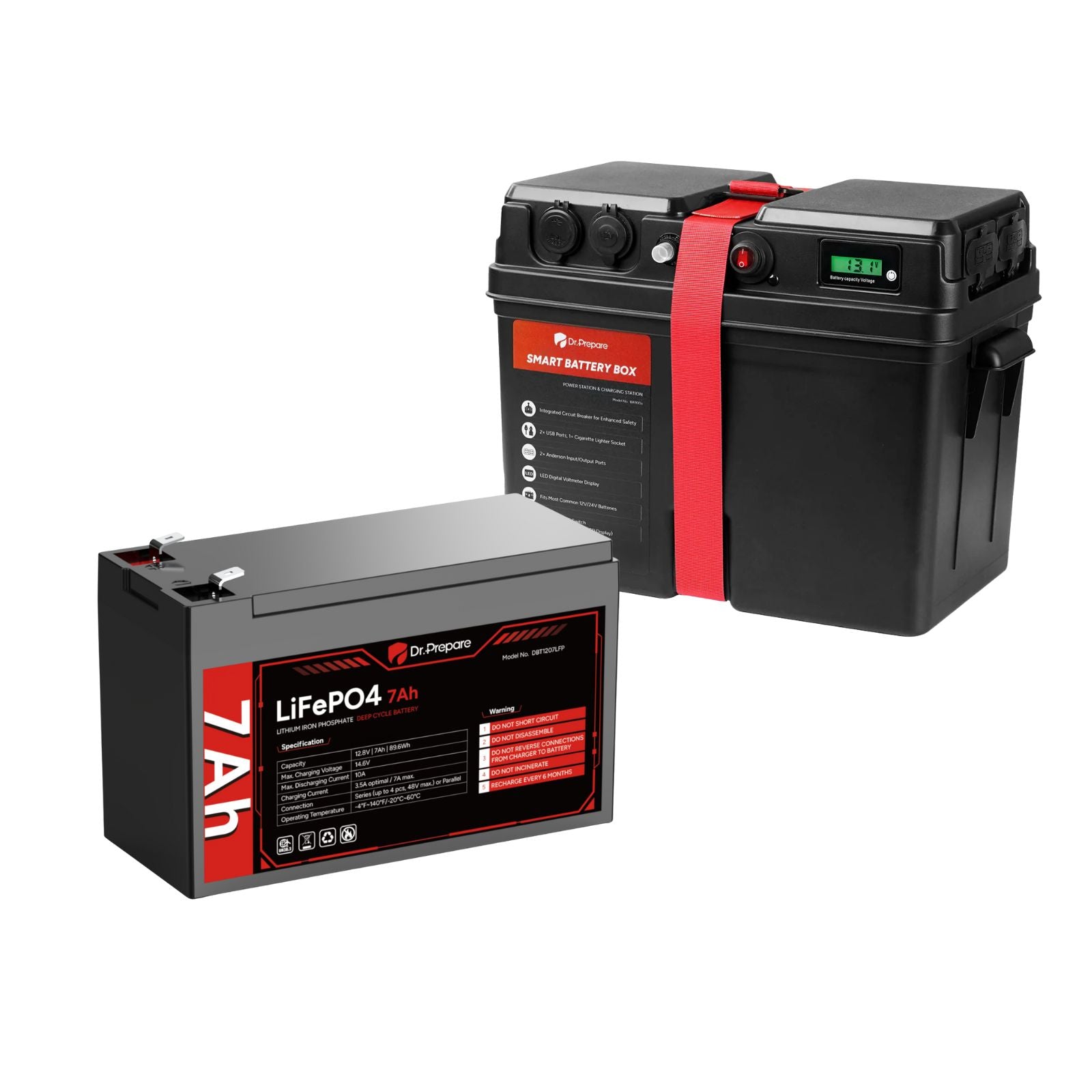 Smart Battery Box with USB, 12V/24V Cigarette Lighter, and Anderson Ports
