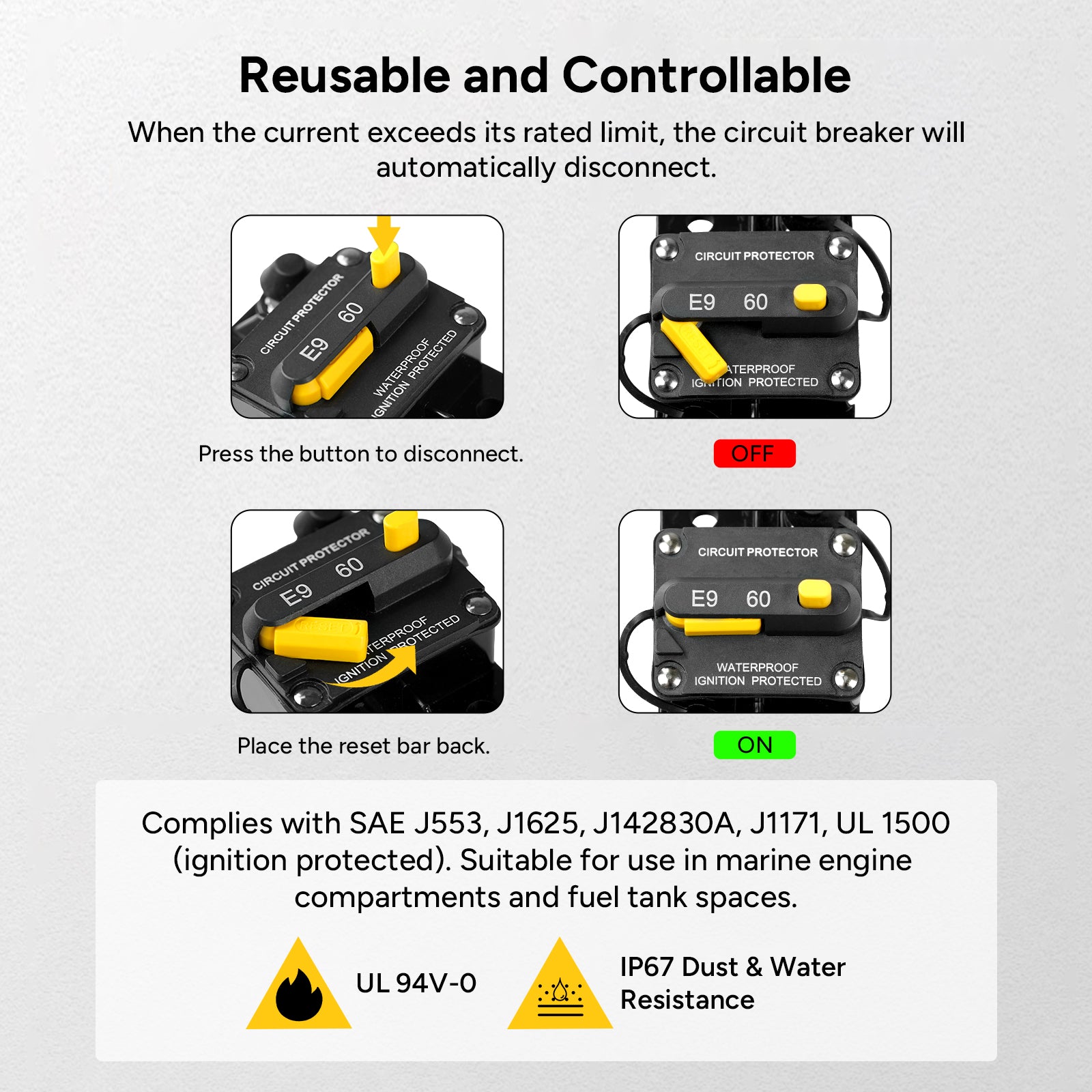12V 100Ah LiFePO4 Battery and 60 Amp Circuit Breaker Kit