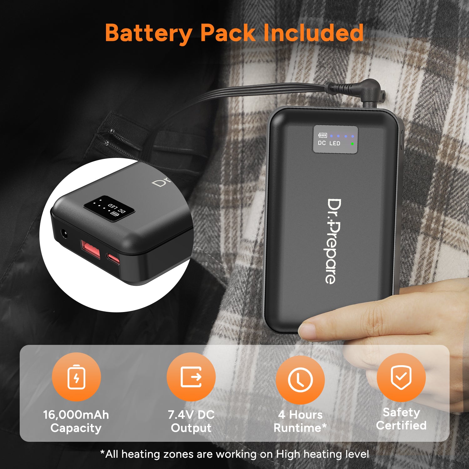 Electric Ultra-Soft Heated Vest with 16000mAh Battery Pack