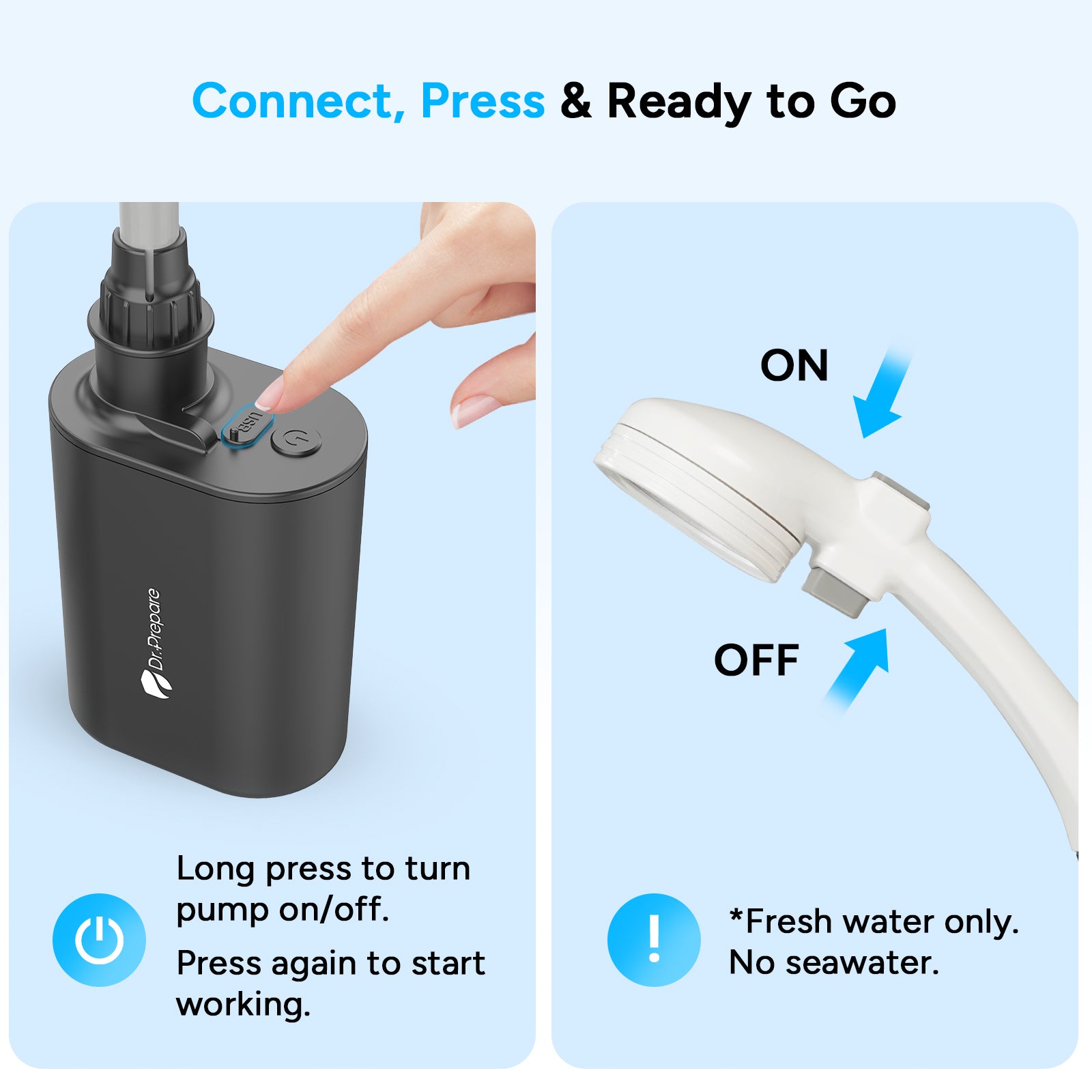 (Back Order 25/9)8000mAh Portable Shower Pump