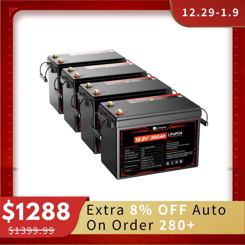 12V 300Ah LiFePO4 Lithium Battery - Compact Size (10 Year Warranty)