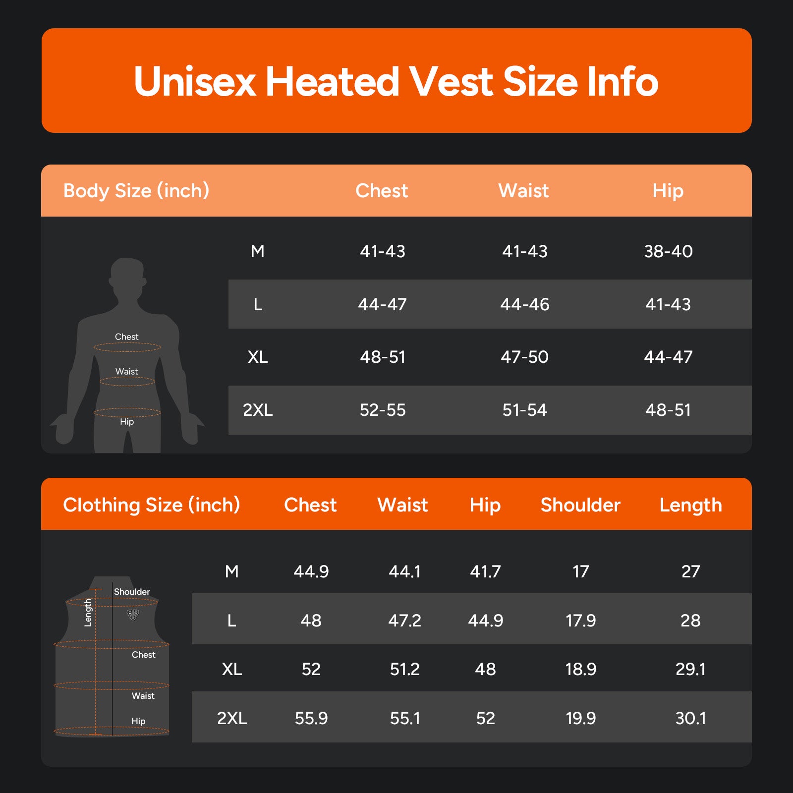 Electric Unisex Heated Vest with 7.4V 16000mAh Battery Pack