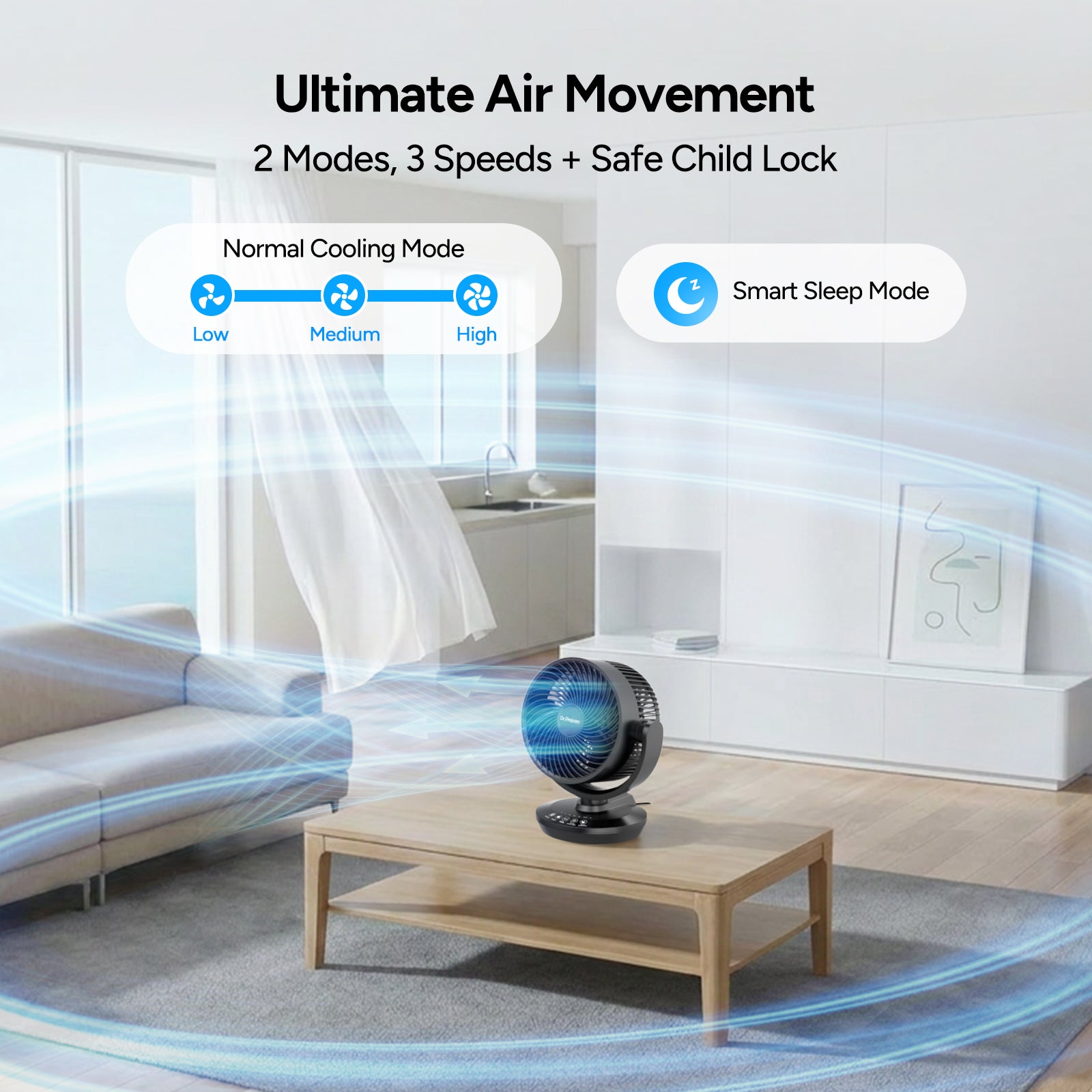 Dr.Prepare 11.8-inch Oscillating Air Circulator Fan with Remote