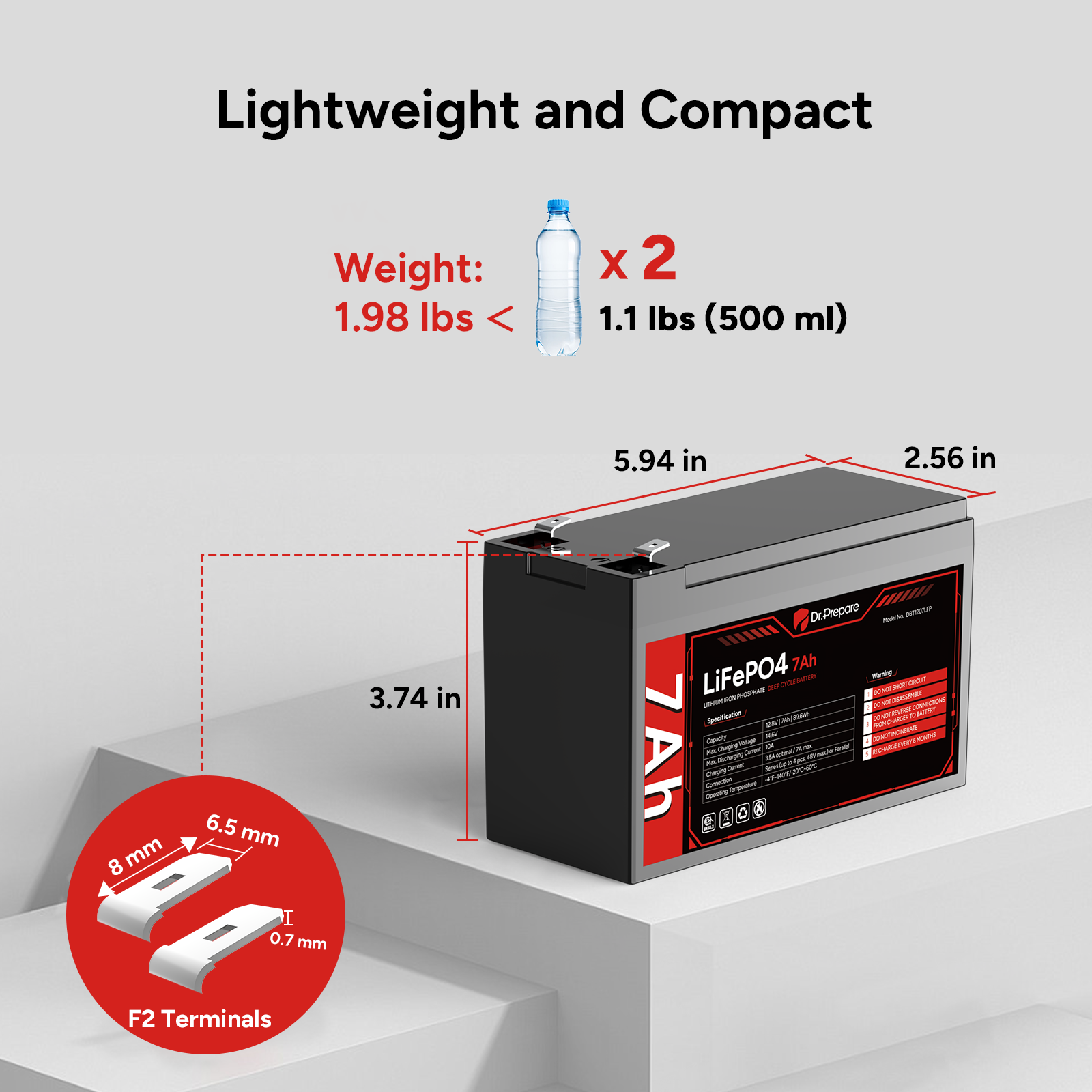12V 7Ah LiFePO4 Lithium Deep Cycle Battery
