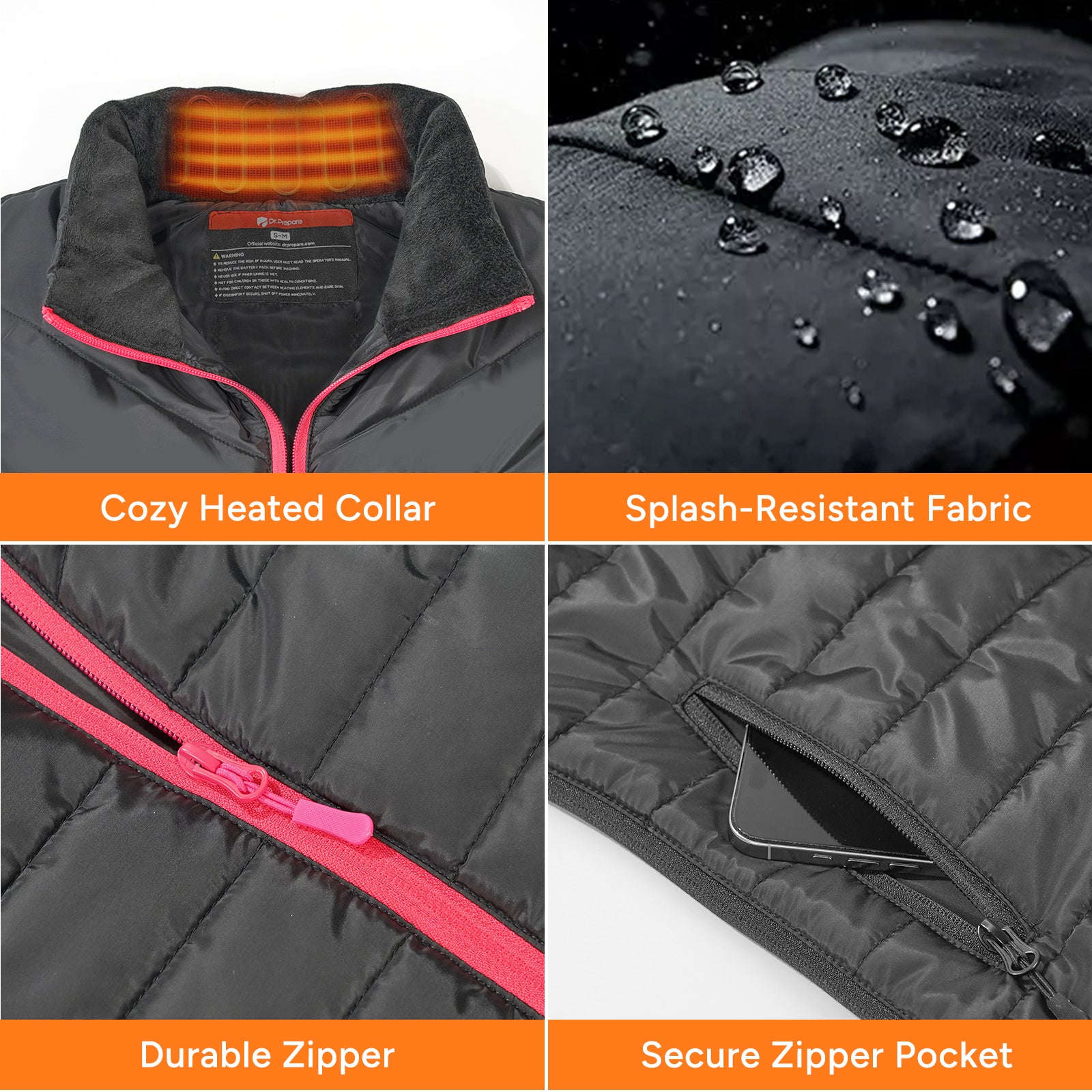 Dr. Prepare Women’s Heated Vest, Lightweight Heating Vest for Women with 3 Heating Levels
