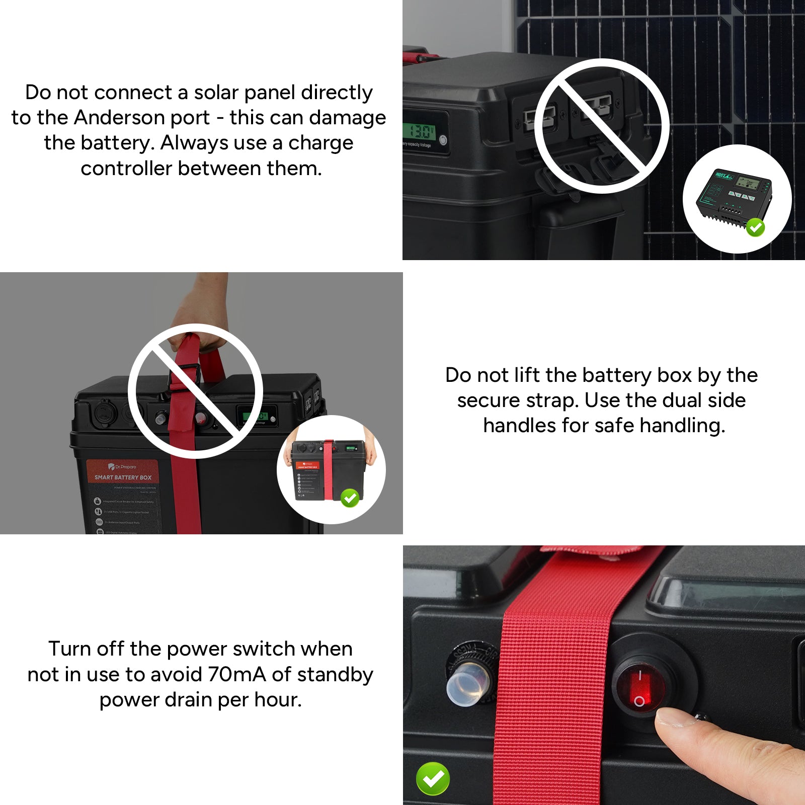 Smart Battery Box with USB, 12V/24V Cigarette Lighter, and Anderson Ports