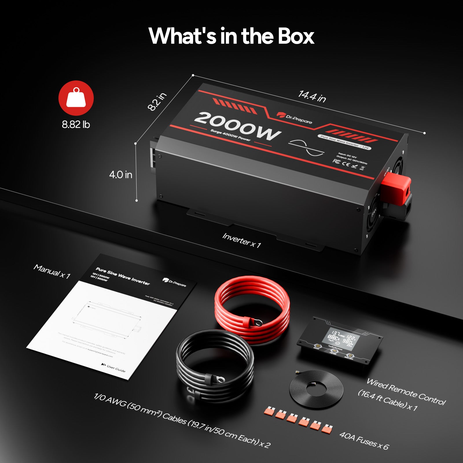 (Back Order 2026/1/10) 2000W 12V Pure Sine Wave Inverter 2025 New Launch