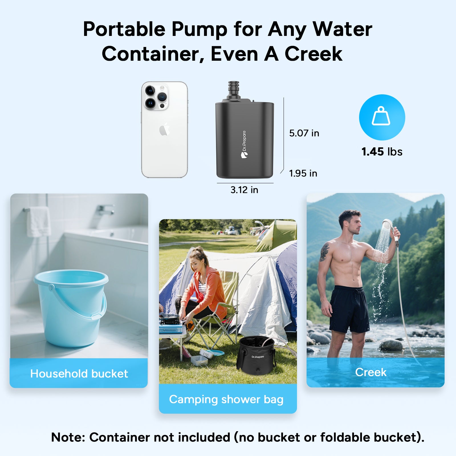 (Back Order 25/9)8000mAh Portable Shower Pump