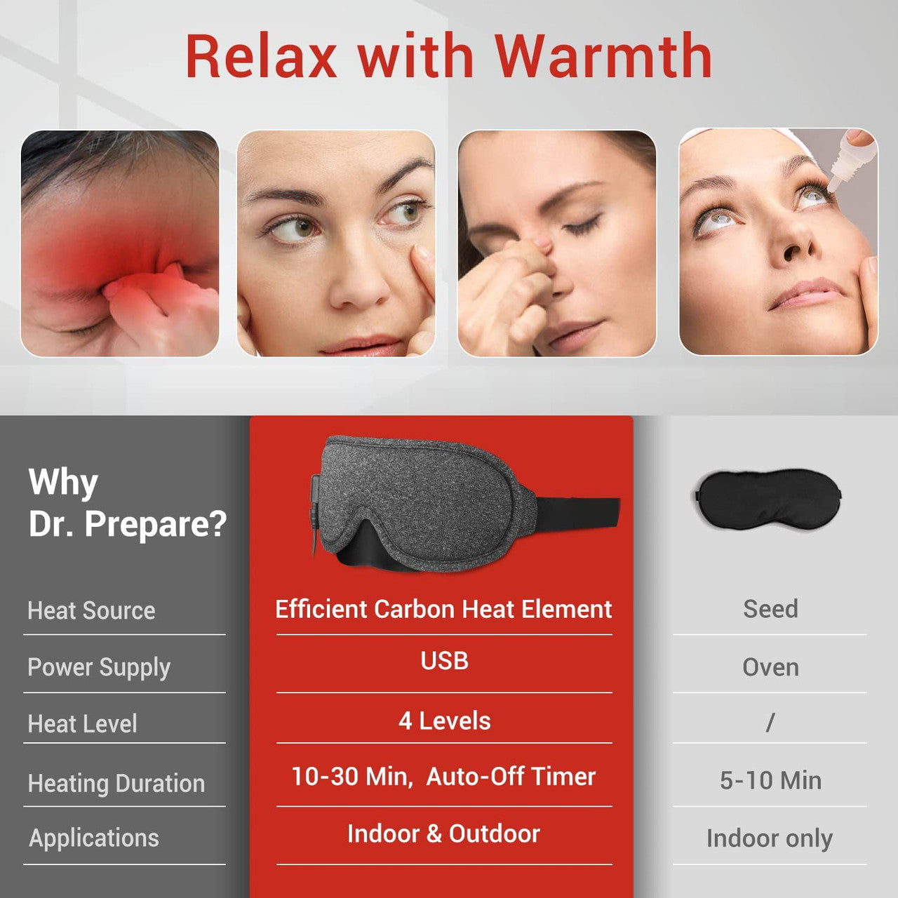Super soft and washable, the all-new Dr. Prepare USB Heated Eye Mask returns with upgraded design for the comfort your eyes crave for.