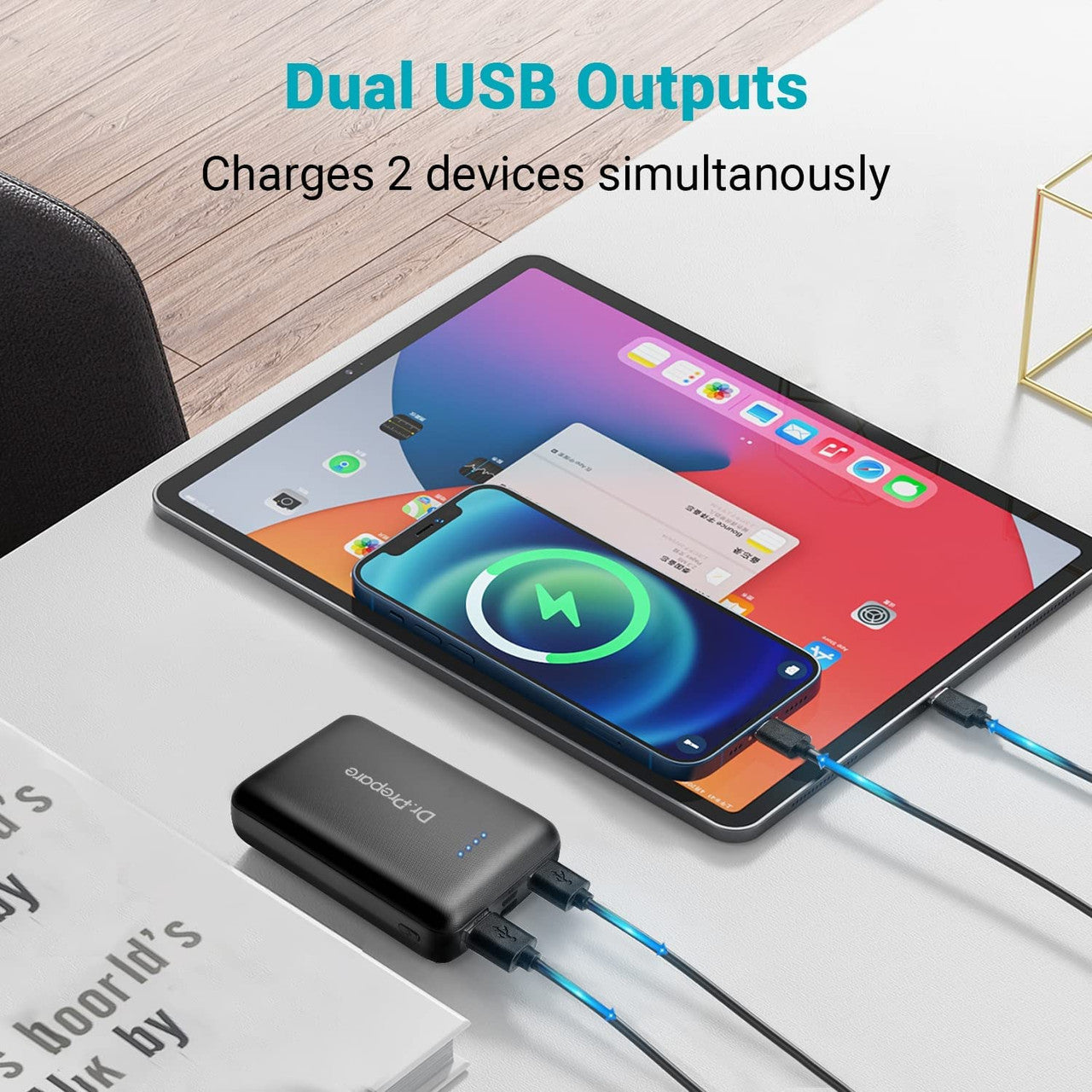 Dr. Prepare 10000mAh Portable Charger, 5V 3A Fast Charging Power Bank with USB C Input & Dual Output, Ultra-Compact External Battery Pack for iPhone, iPad, Heated Vest and Heated Jacket