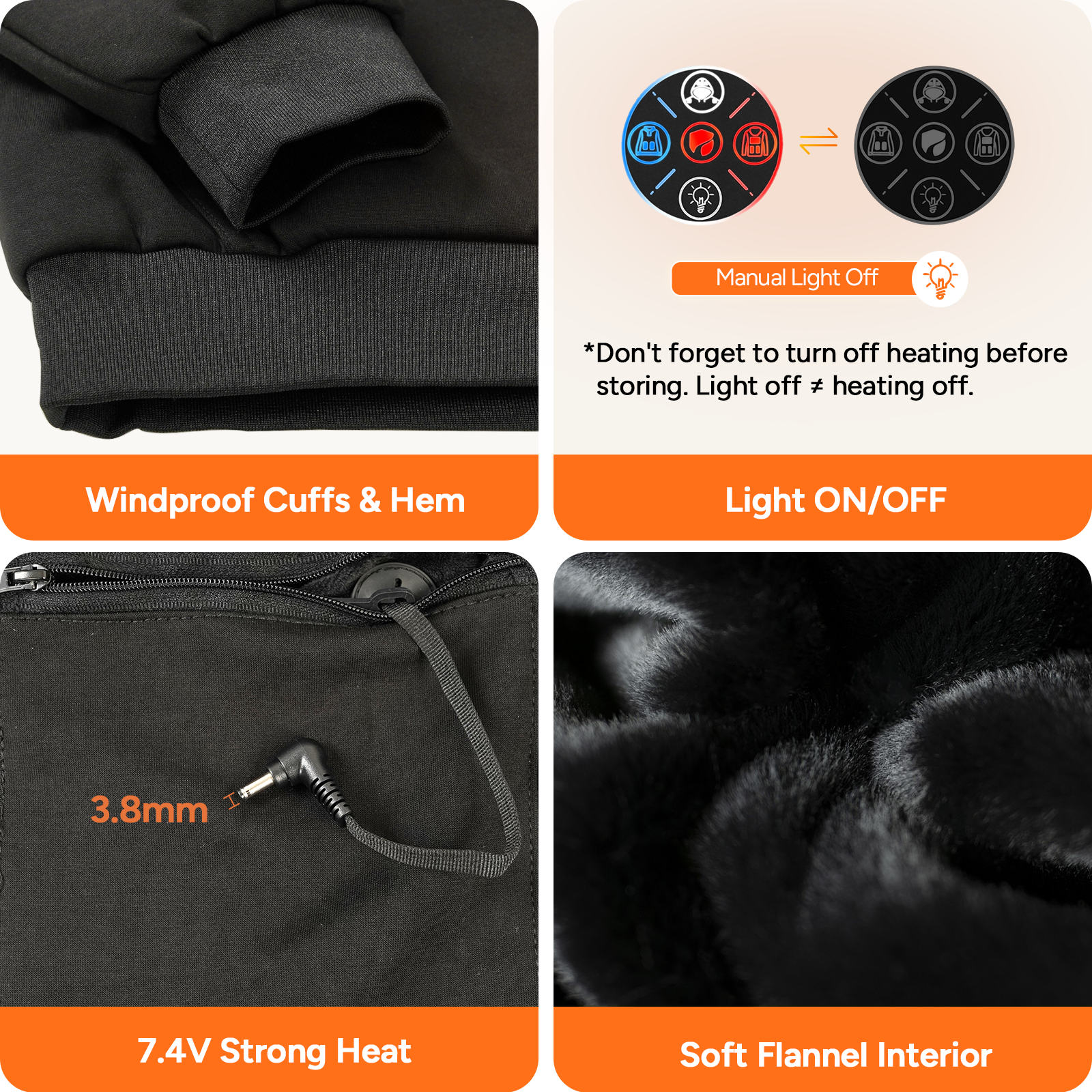 2025 New Unisex Heated Hoodie with 16000mAh Power Bank - Black