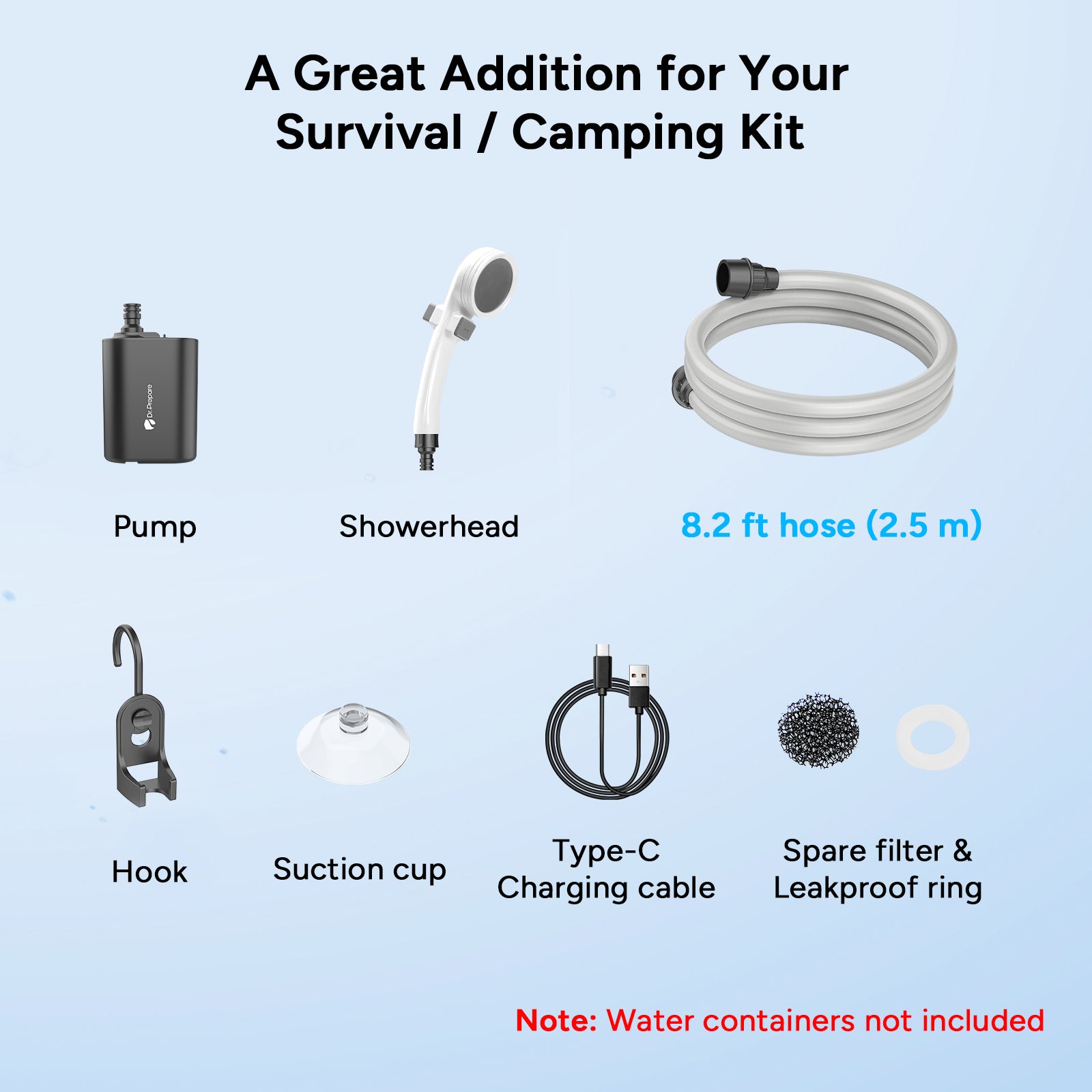 (Back Order 25/9)8000mAh Portable Shower Pump