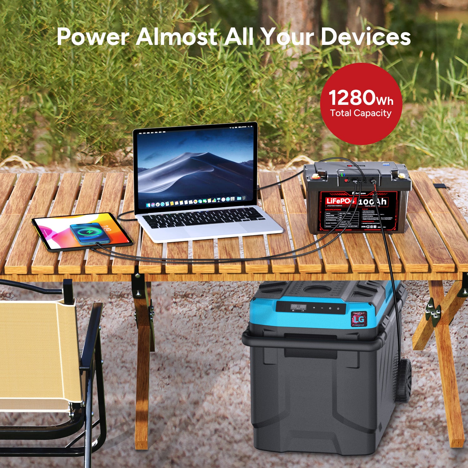 2-in-1 PowerMax 100Ah 12V LiFePO4 Battery & 1280Wh Portable Power Station (Upgraded)