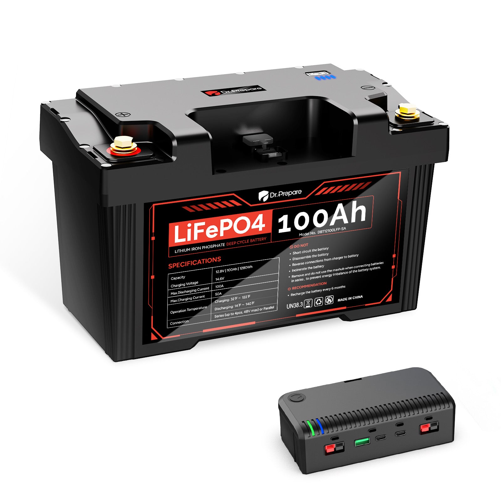 2-in-1 PowerMax 100Ah 12V LiFePO4 Battery & 1280Wh Portable Power Station (Upgraded)