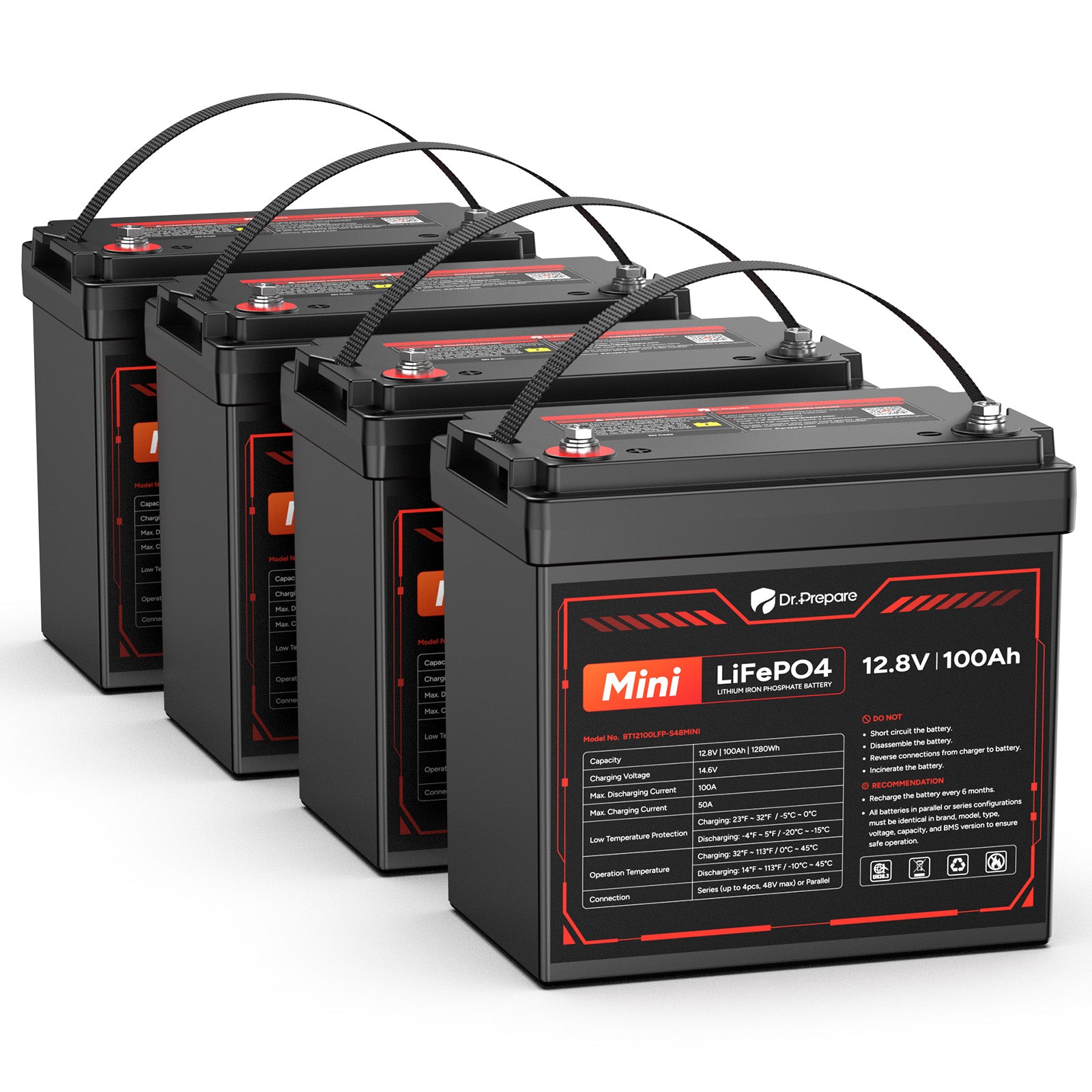 Mini 12V 100Ah LiFePO4 Lithium Battery – 10-Year Warranty