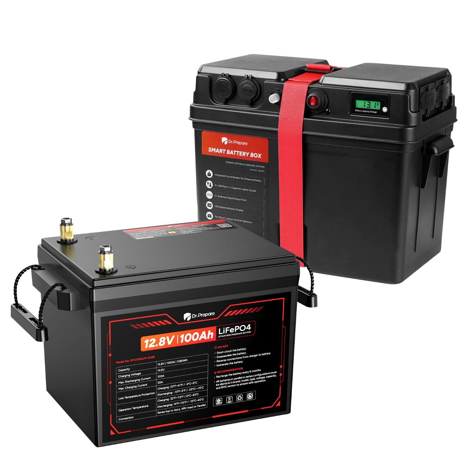 Mini 12V 100Ah LiFePO4 Lithium Battery – 10-Year Warranty