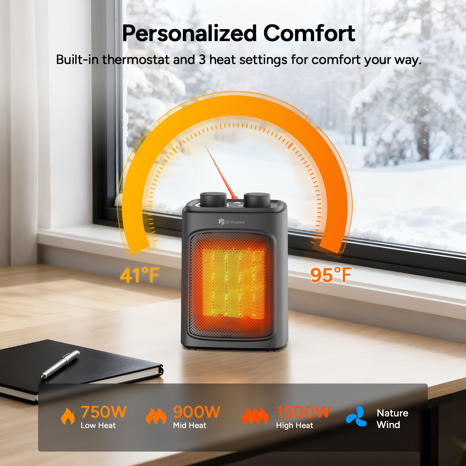 Portable Electric Space Heater (Knob Control)