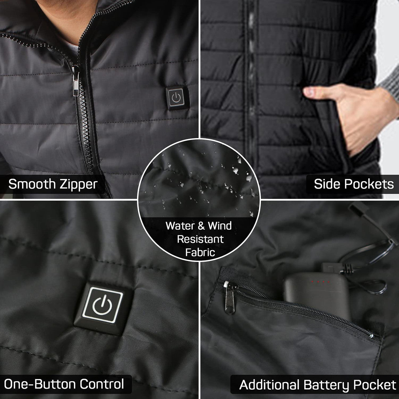 Unisex Heated Vest with 6 Heating Zones for Men Women