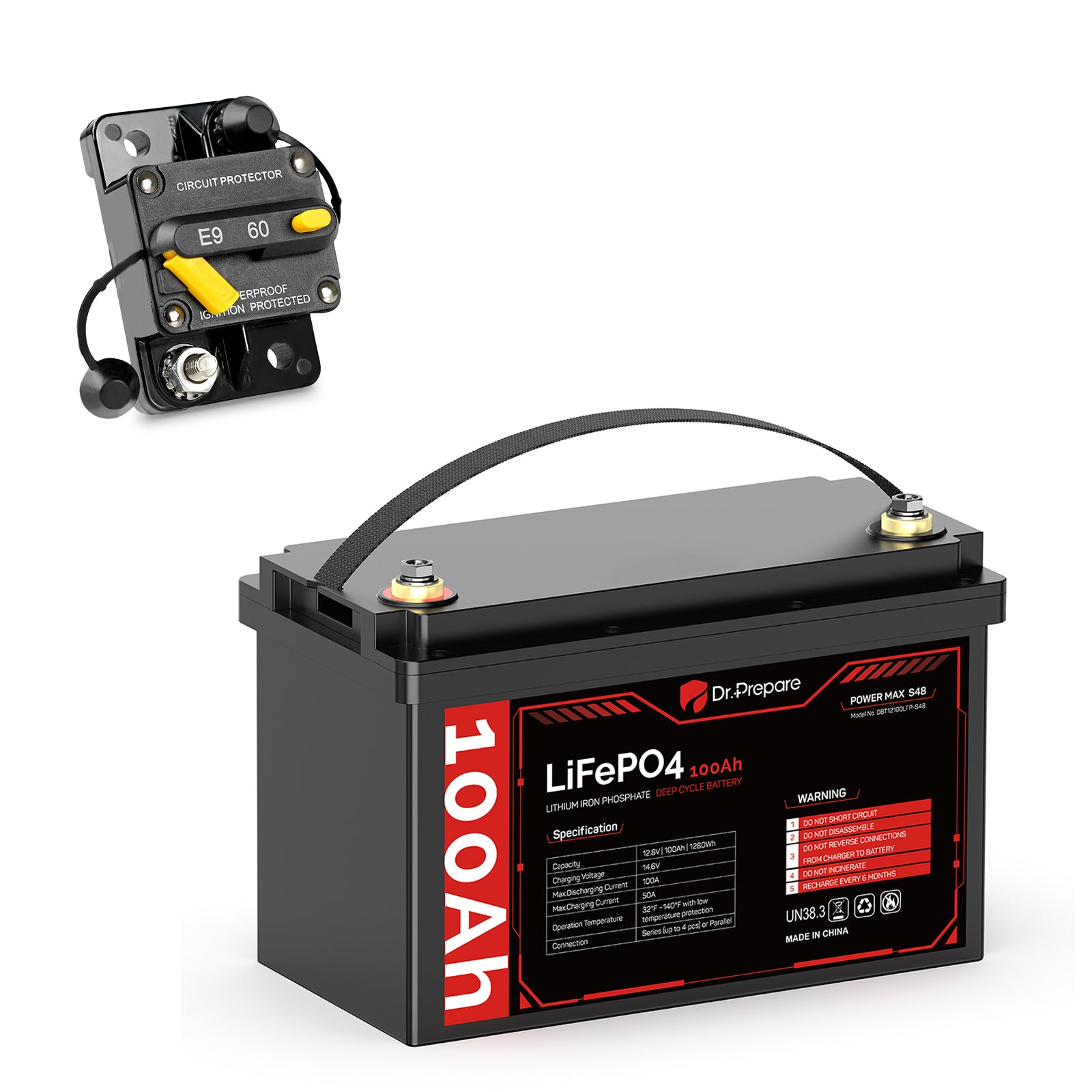 Multiple Packs 12V 100Ah LiFePO4 Lithium Battery - Connect In Series [10-Year Warranty]