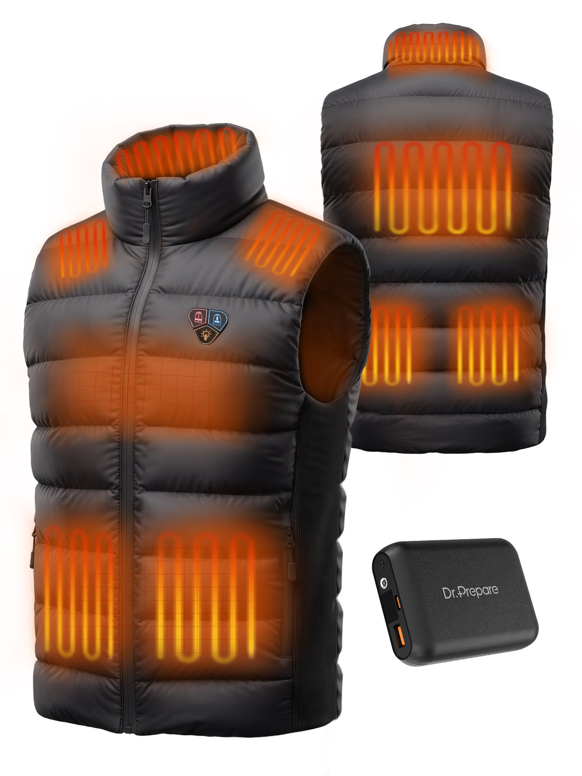 DR.PREPARE Men's Heated Vest, 8-Zone Lightweight Fleece Vest S-2XL