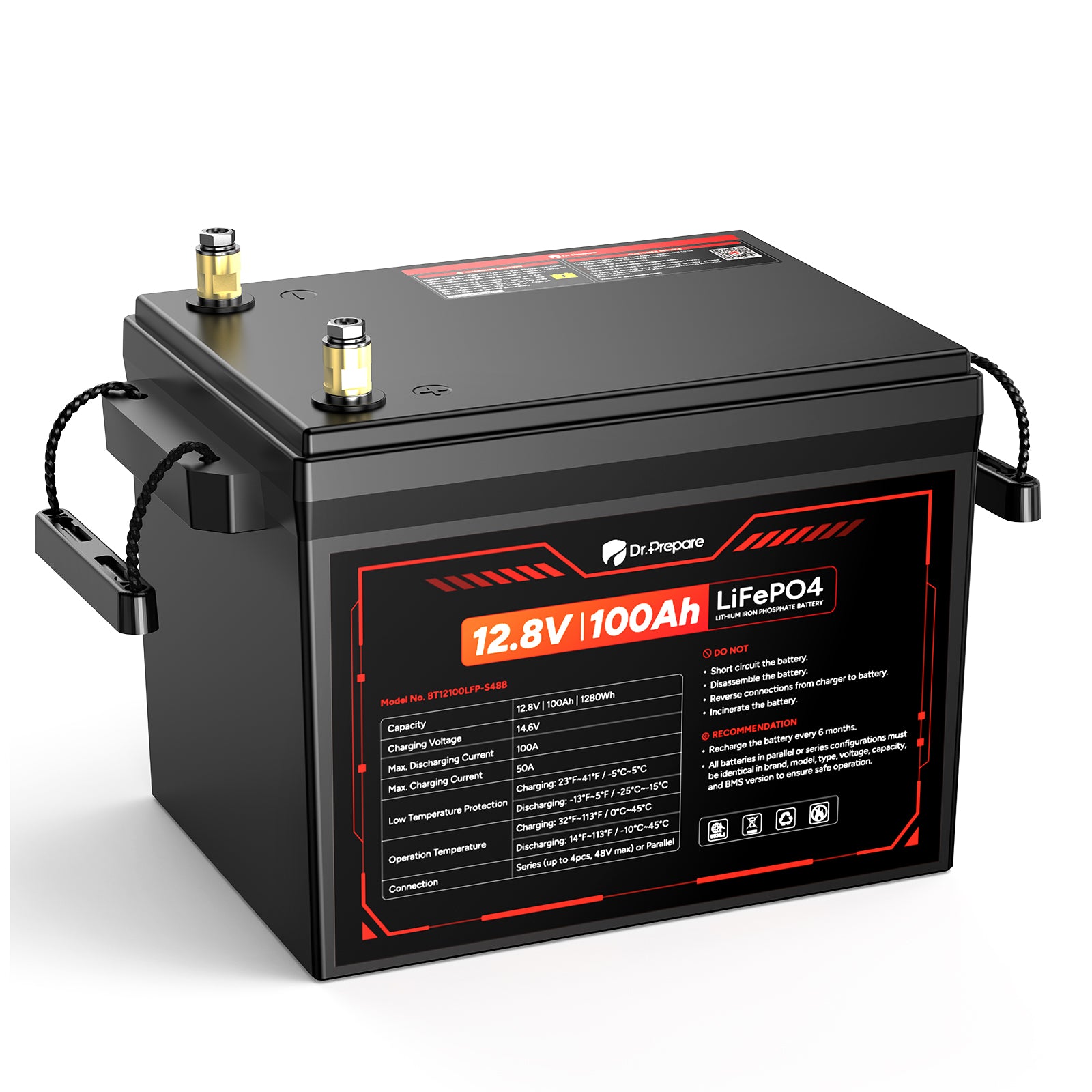 12V 100Ah LiFePO4 Lithium Battery- Compact Size(3-Year Warranty)