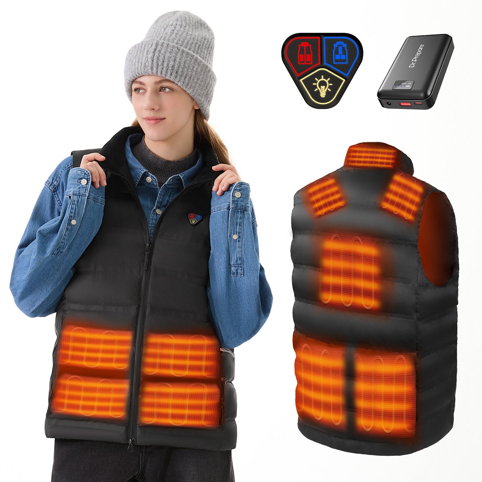 Electric Unisex Heated Vest with 7.4V 16000mAh Battery Pack