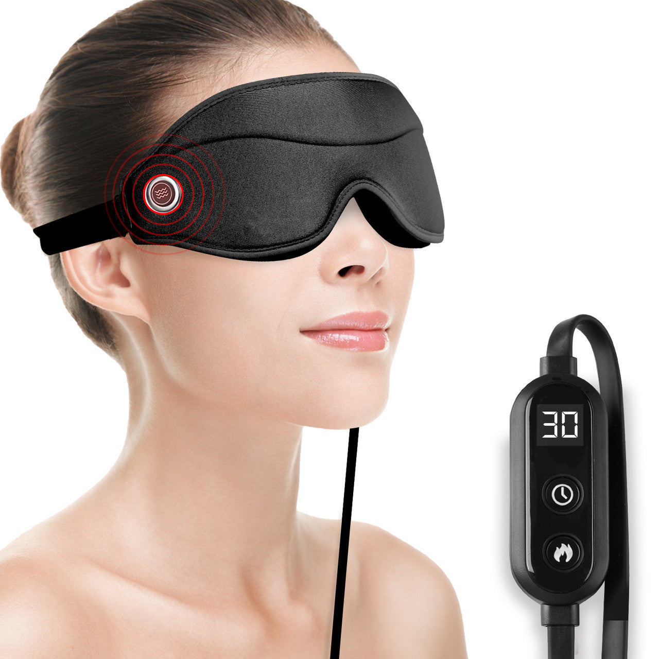 DR.PREPARE 3 in 1 Heated Massage Eye Mask, 3D Contoured Eye Massager for Dry Eyes with 3 Vibration Modes, Temperature & Timer Control, USB Eye Mask Warm Eye Compress for Sleep, Dry Eyes, Tired Eyes, MGD